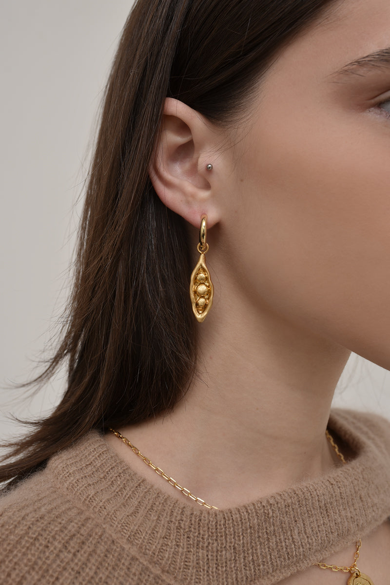 Gold Pea Earrings