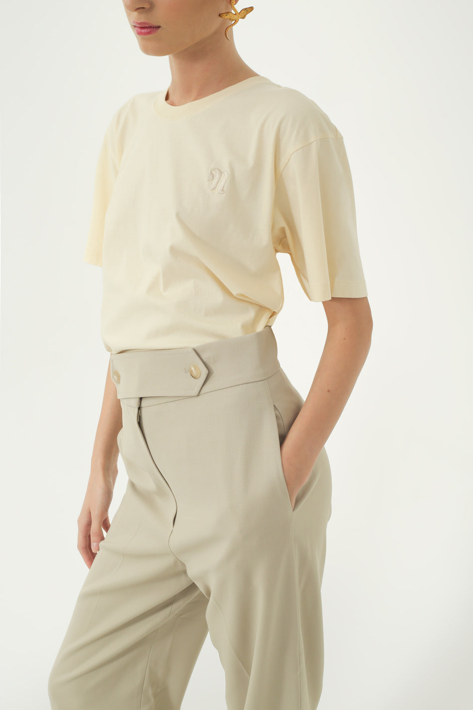 Beige Straight Pants