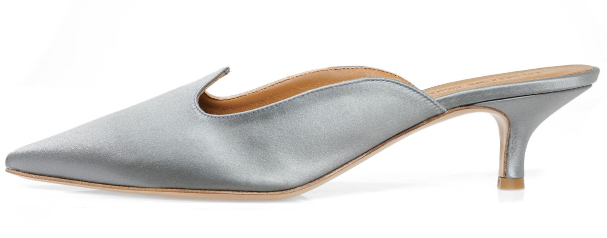 Sky Blue Satin Mules