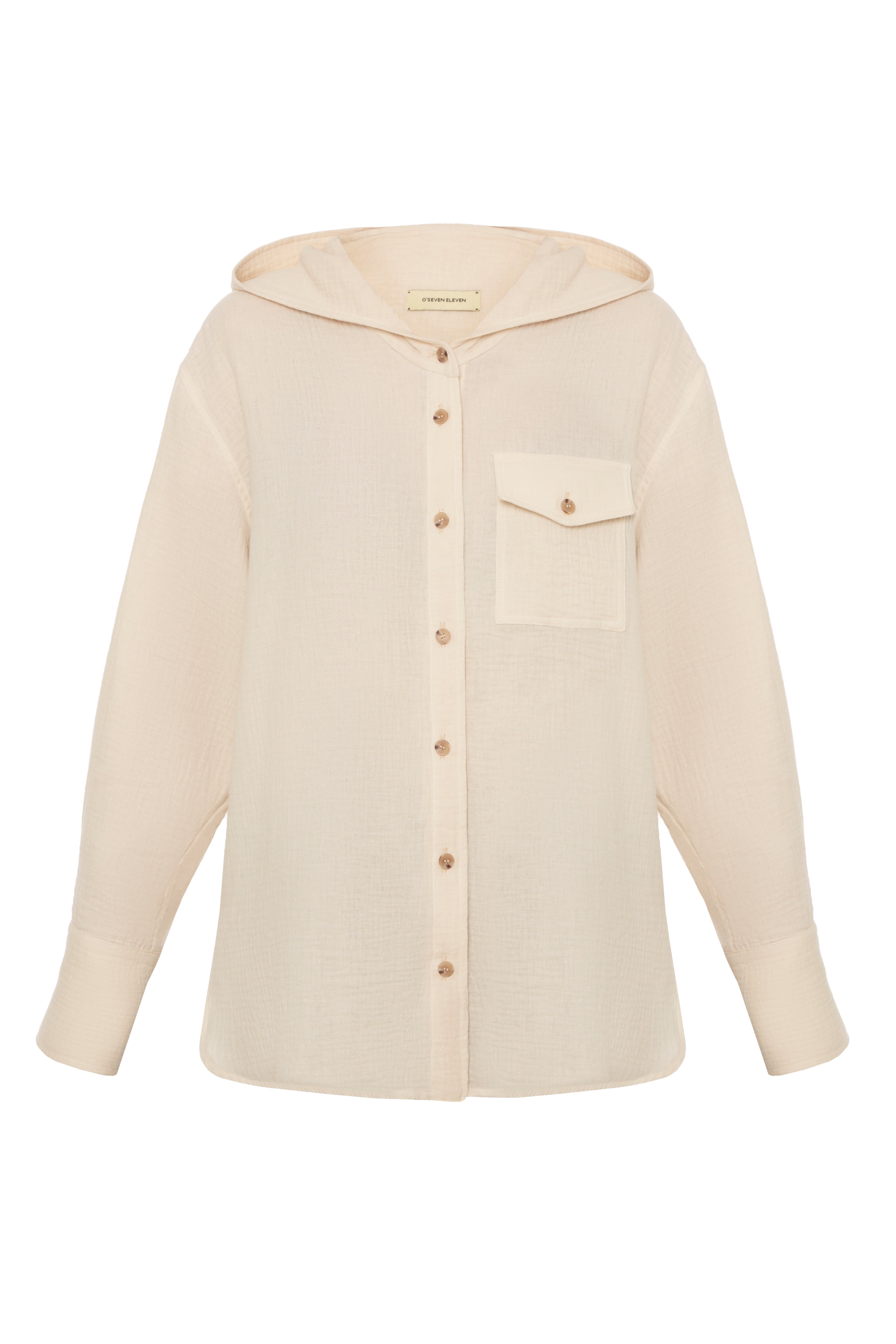 Beige Hooded Shirt