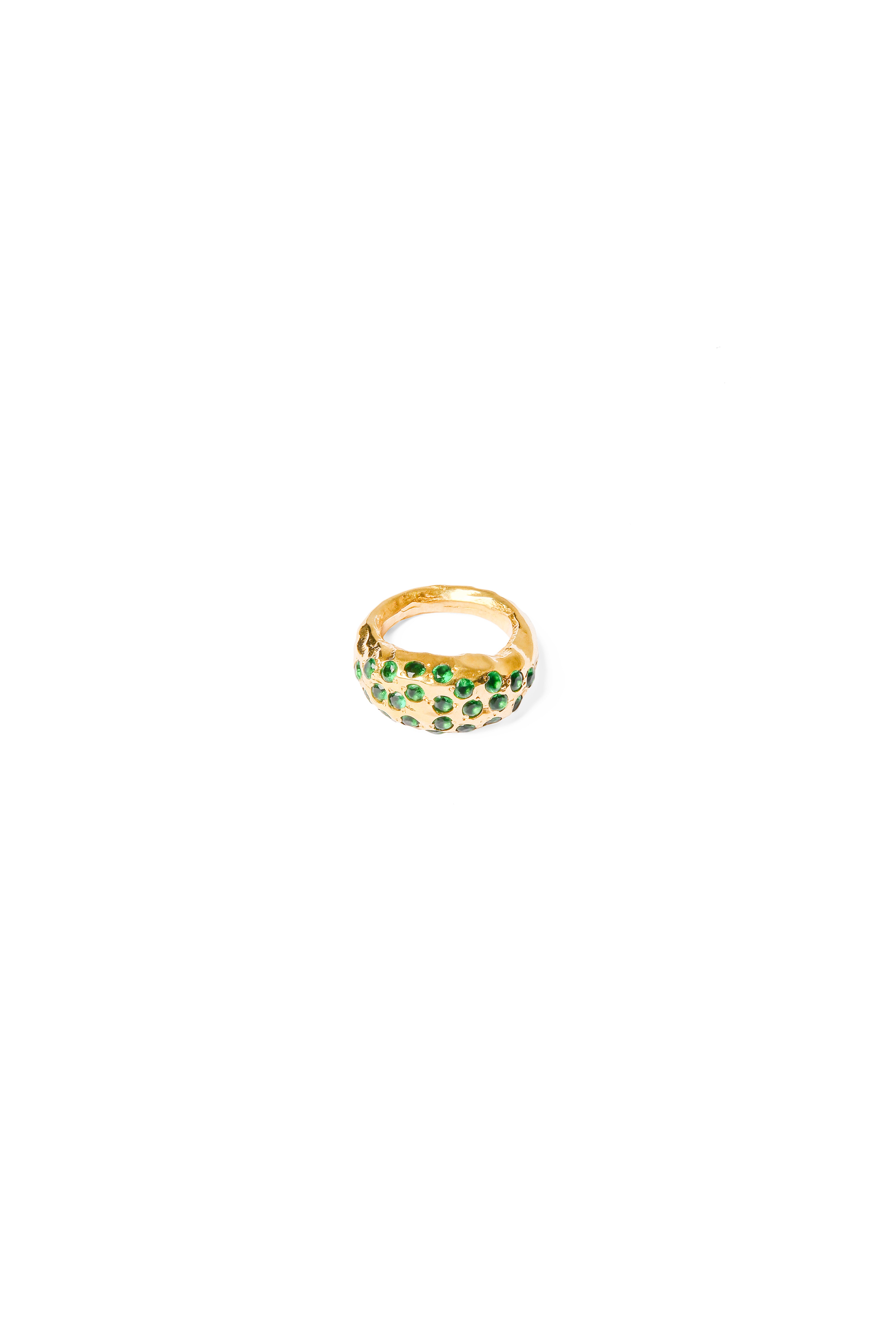 Laubacher Ring with green gems