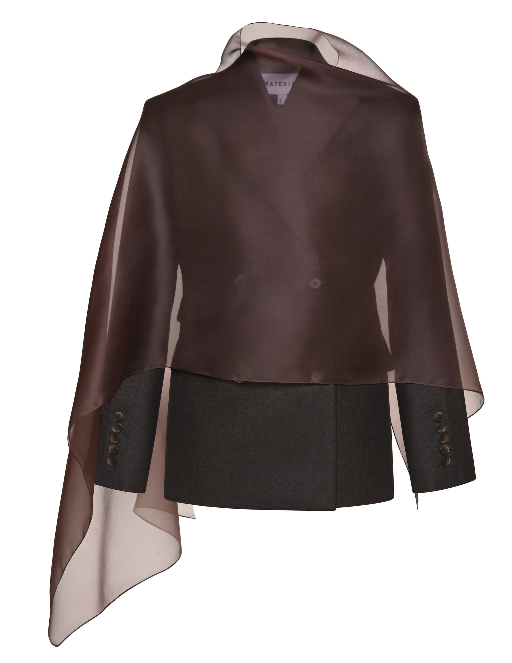 Brown Button Scarf Blazer