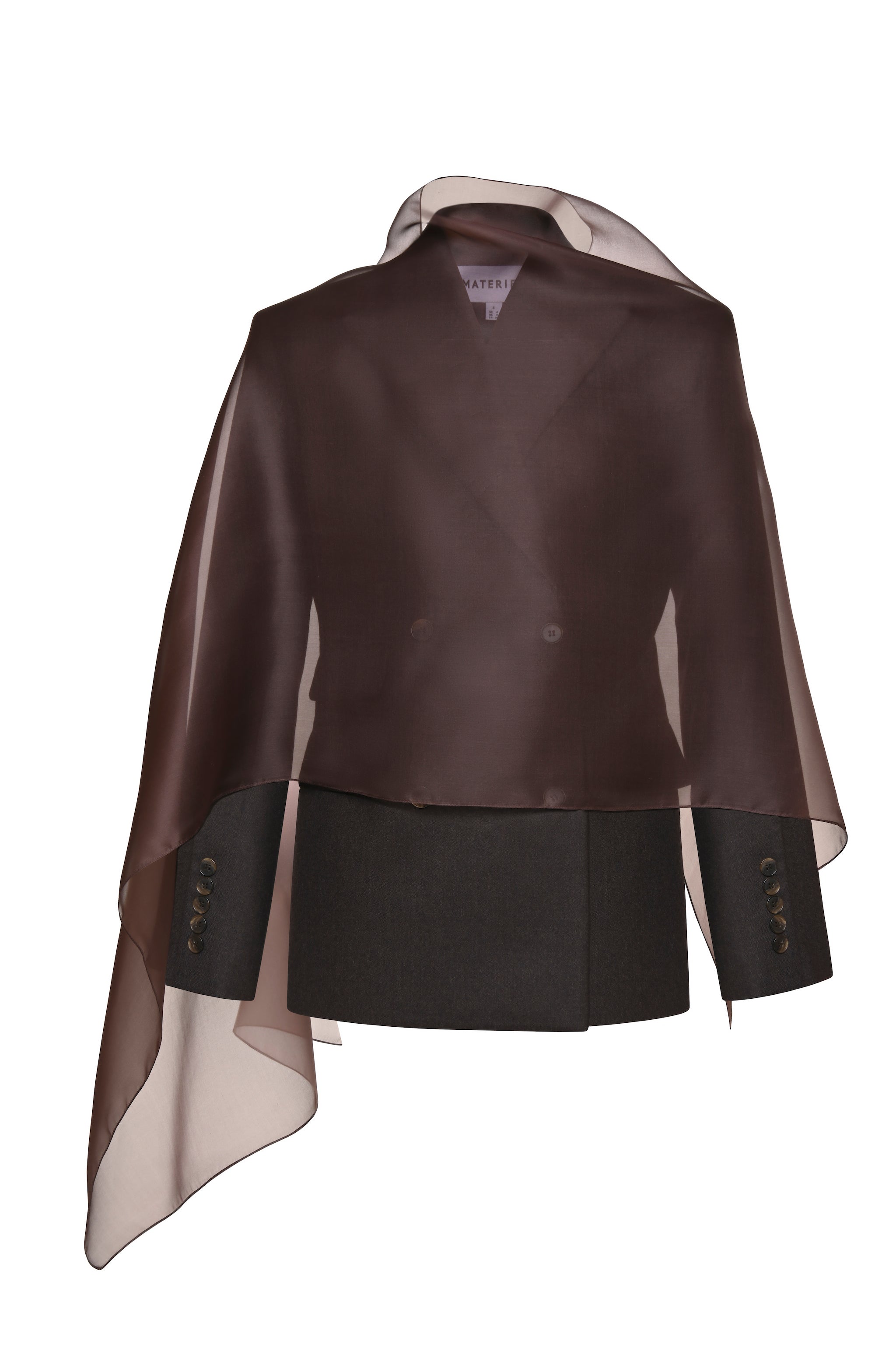 Brown Button Scarf Blazer