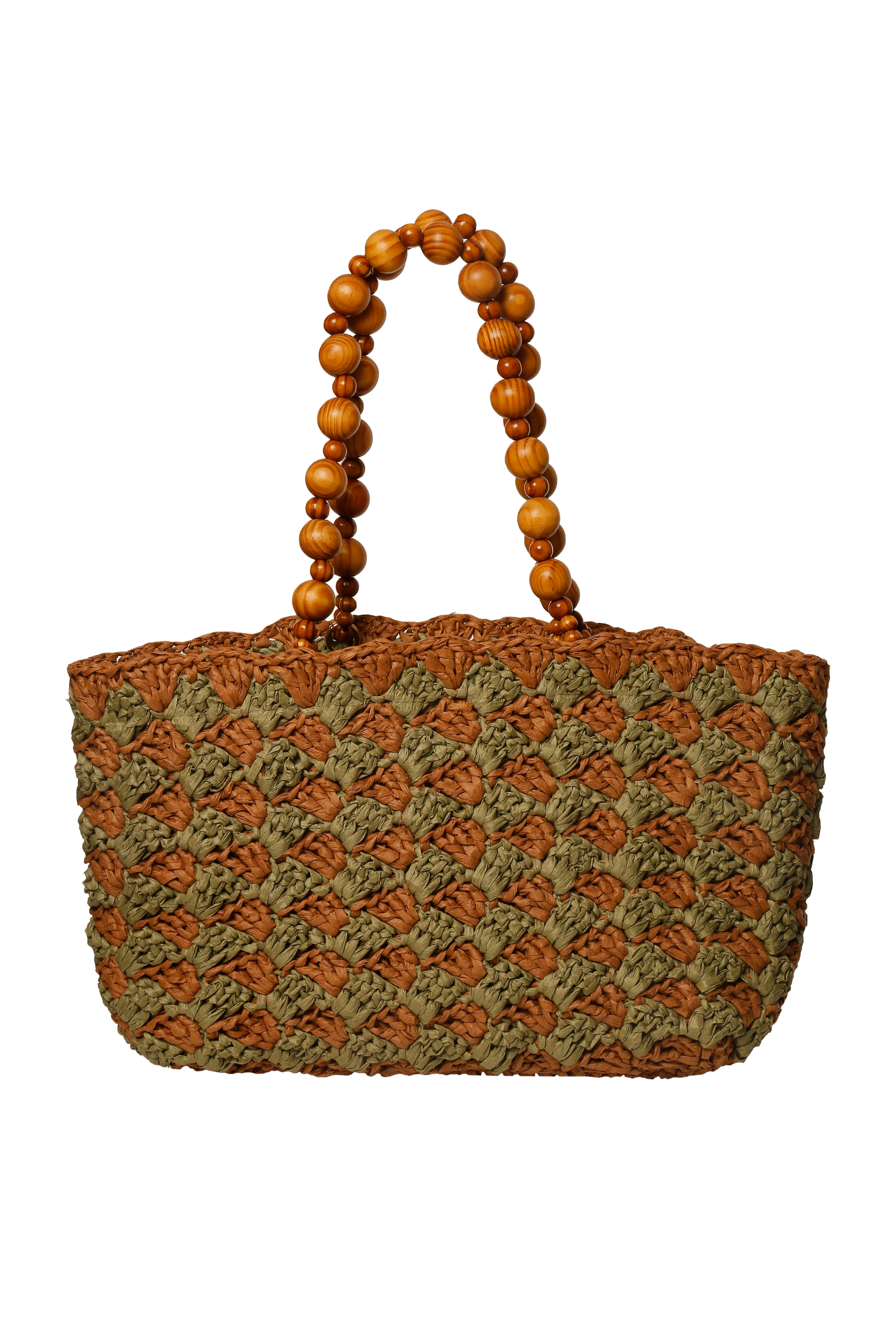 Khaki & Brown Capri Beach Bag