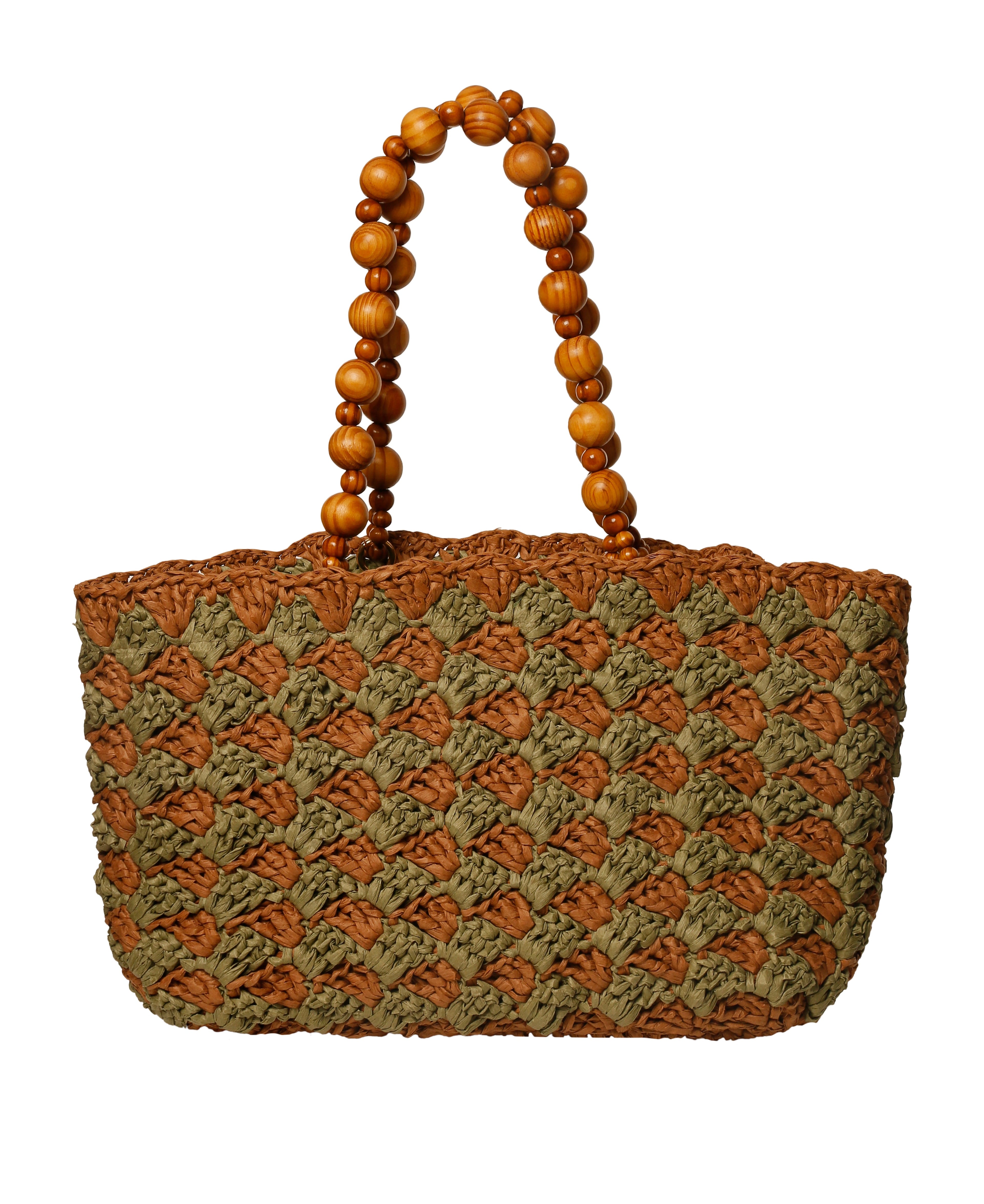 Khaki & Brown Capri Beach Bag