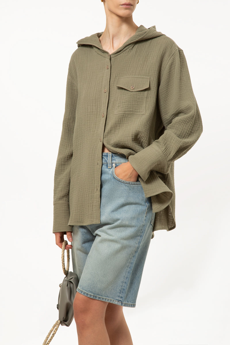 Khaki Hooded Shirt