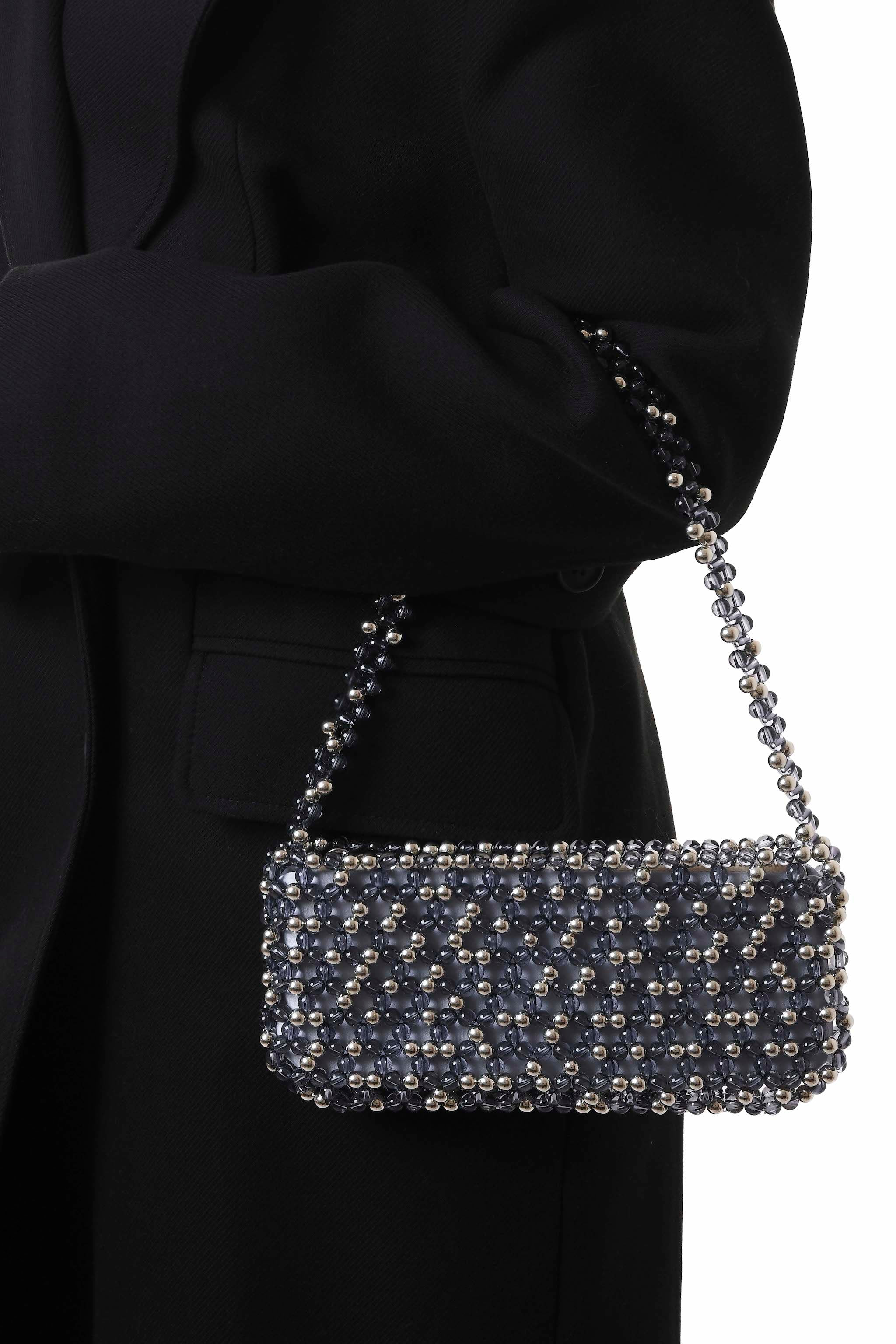 Silver & Navy Blue May Shoulder Bag