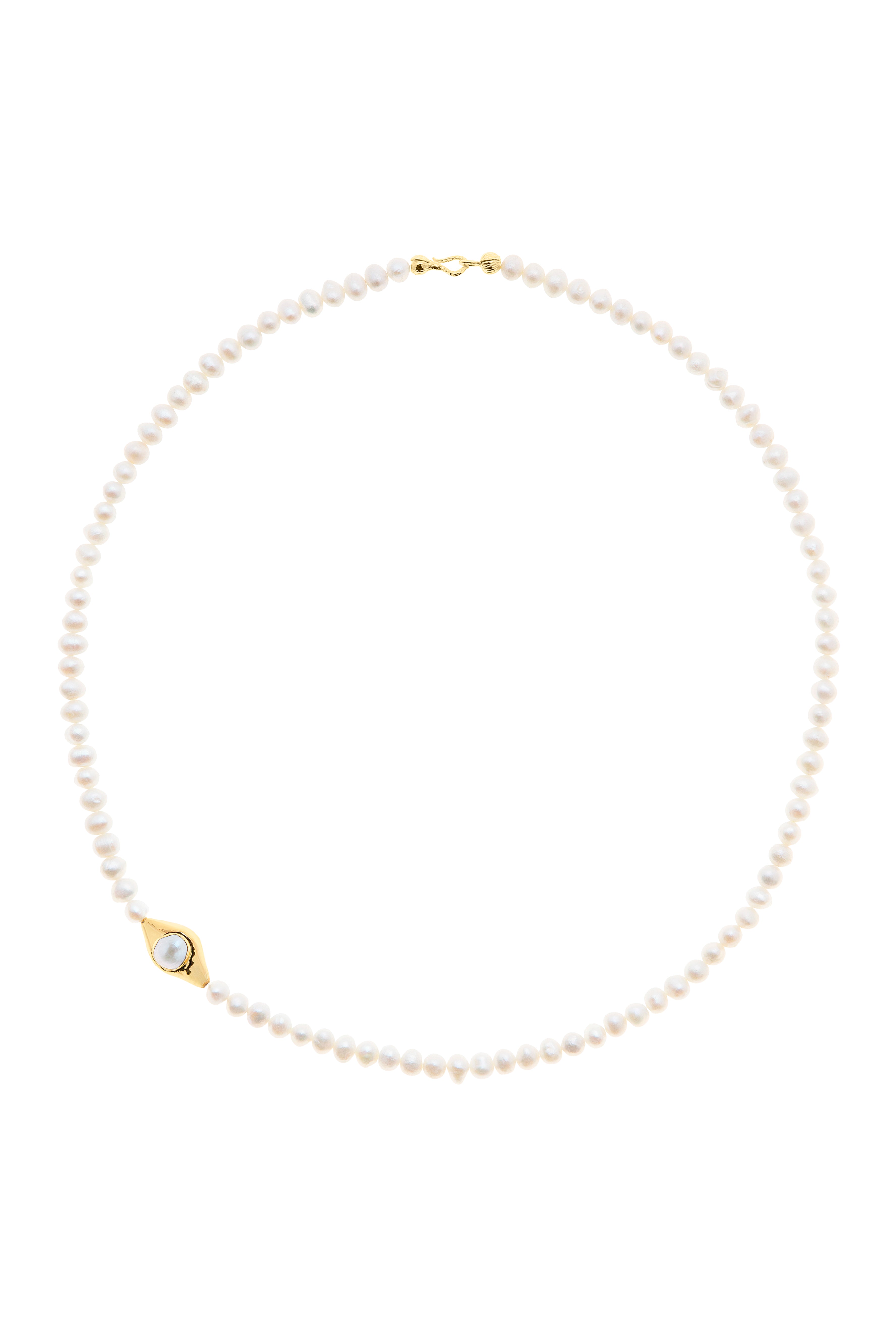 Pearl Necklace with Gold-plated Detail