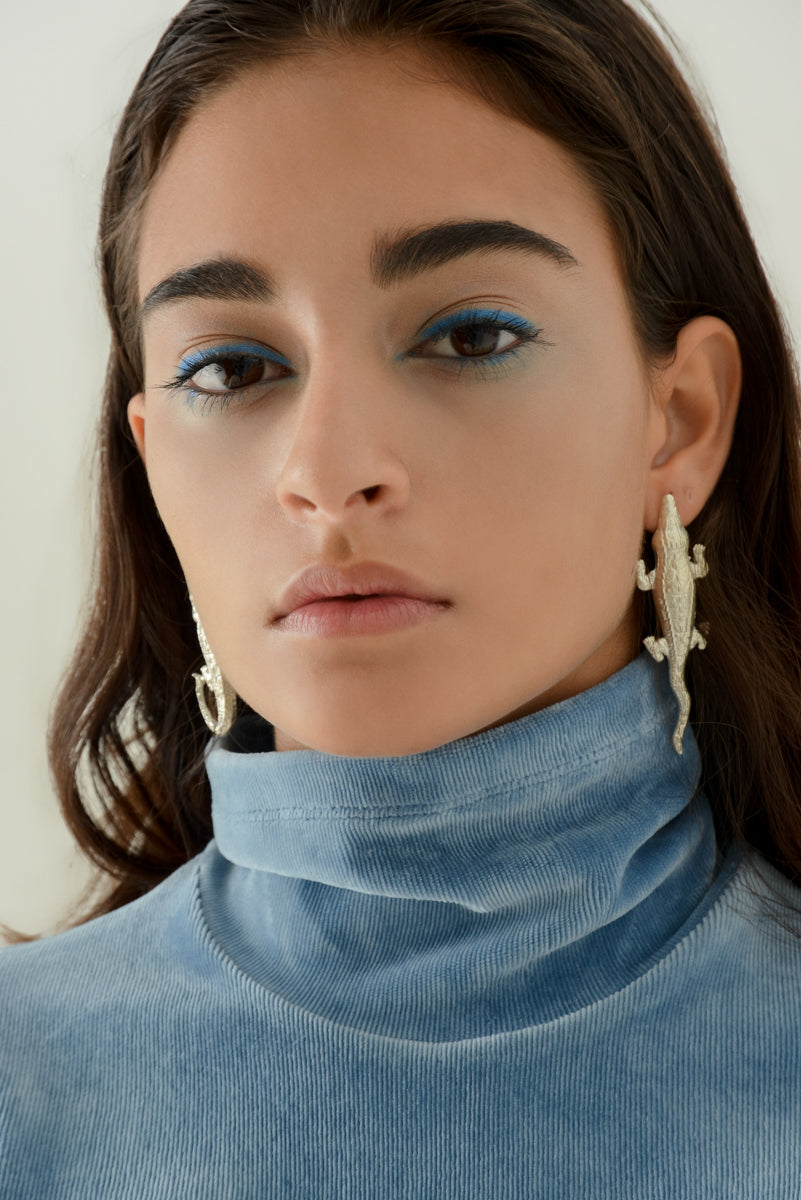 Silver Crocodile Earrings