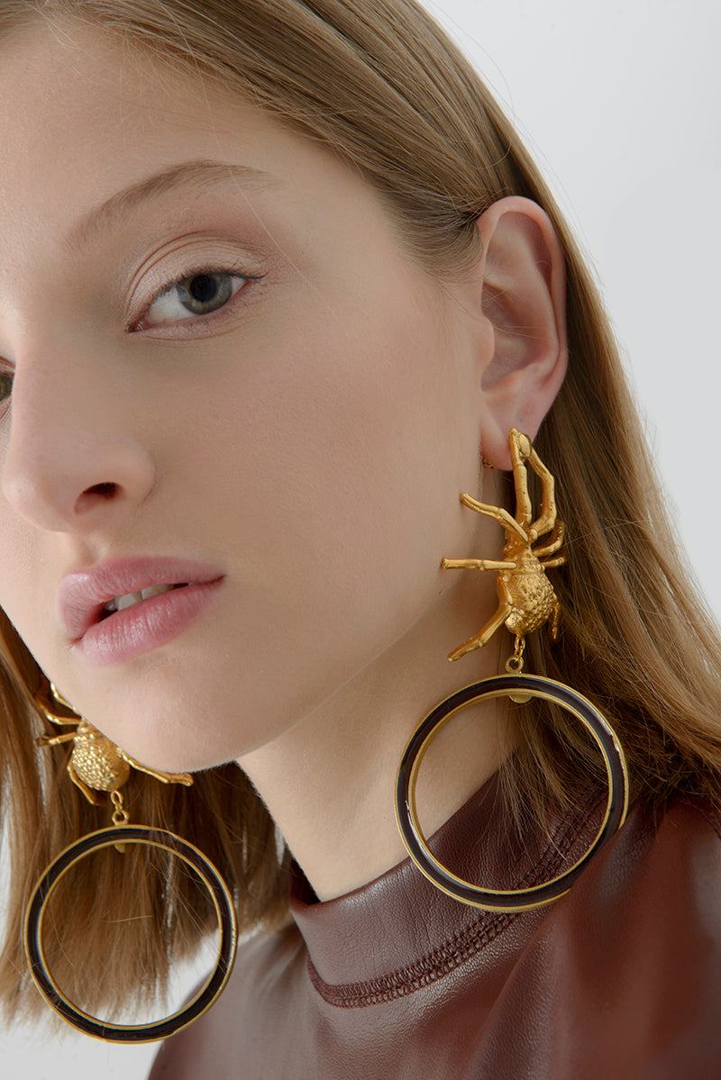 Gold Spider Earrings