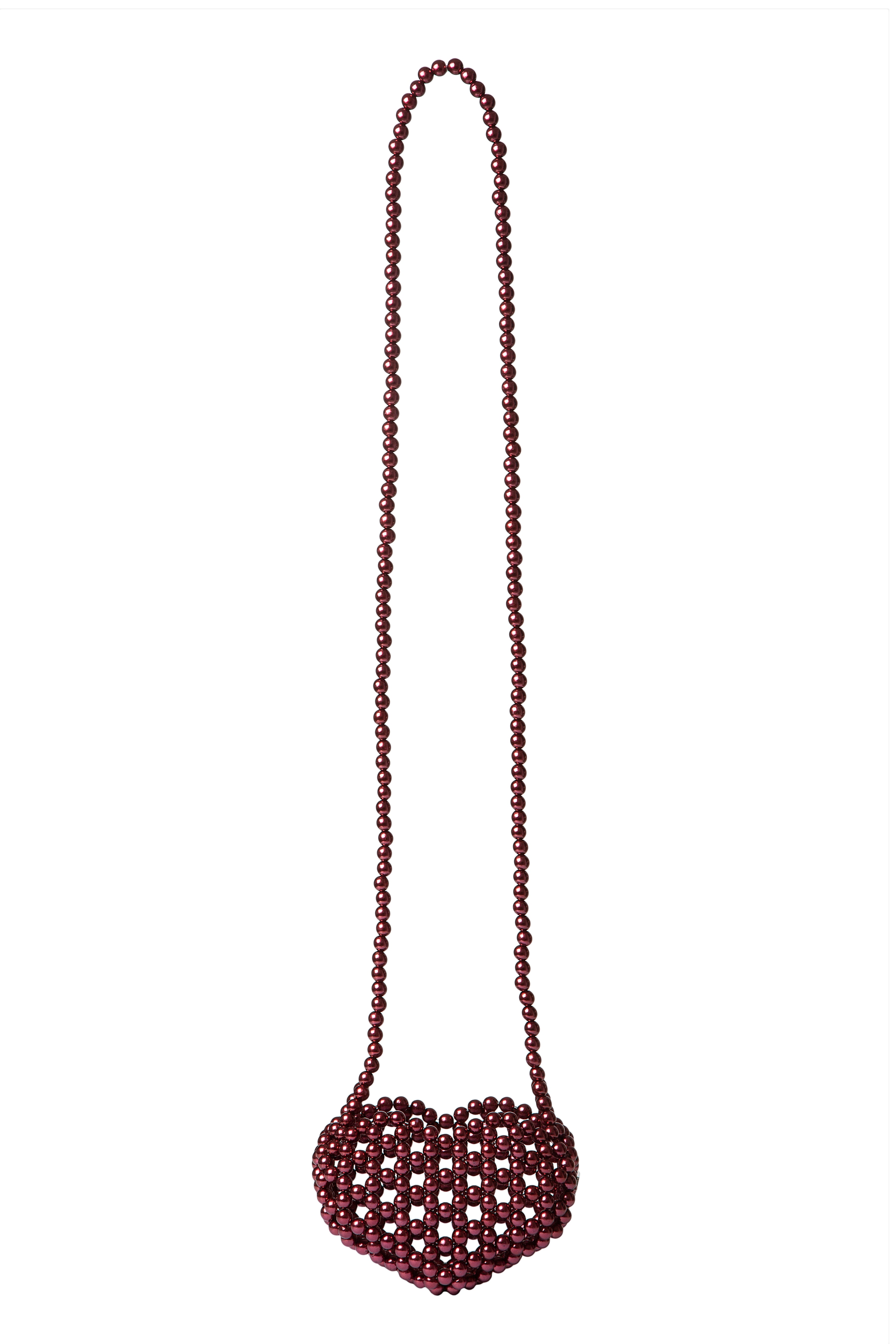 Burgundy Tiny Heart-Shaped Bag