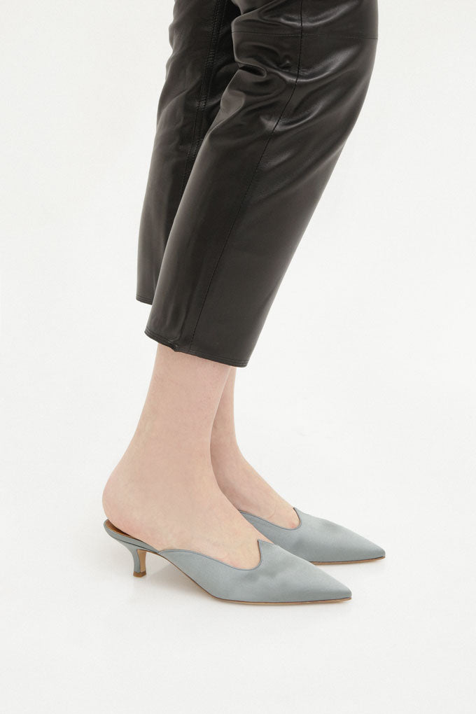 Sky Blue Satin Mules