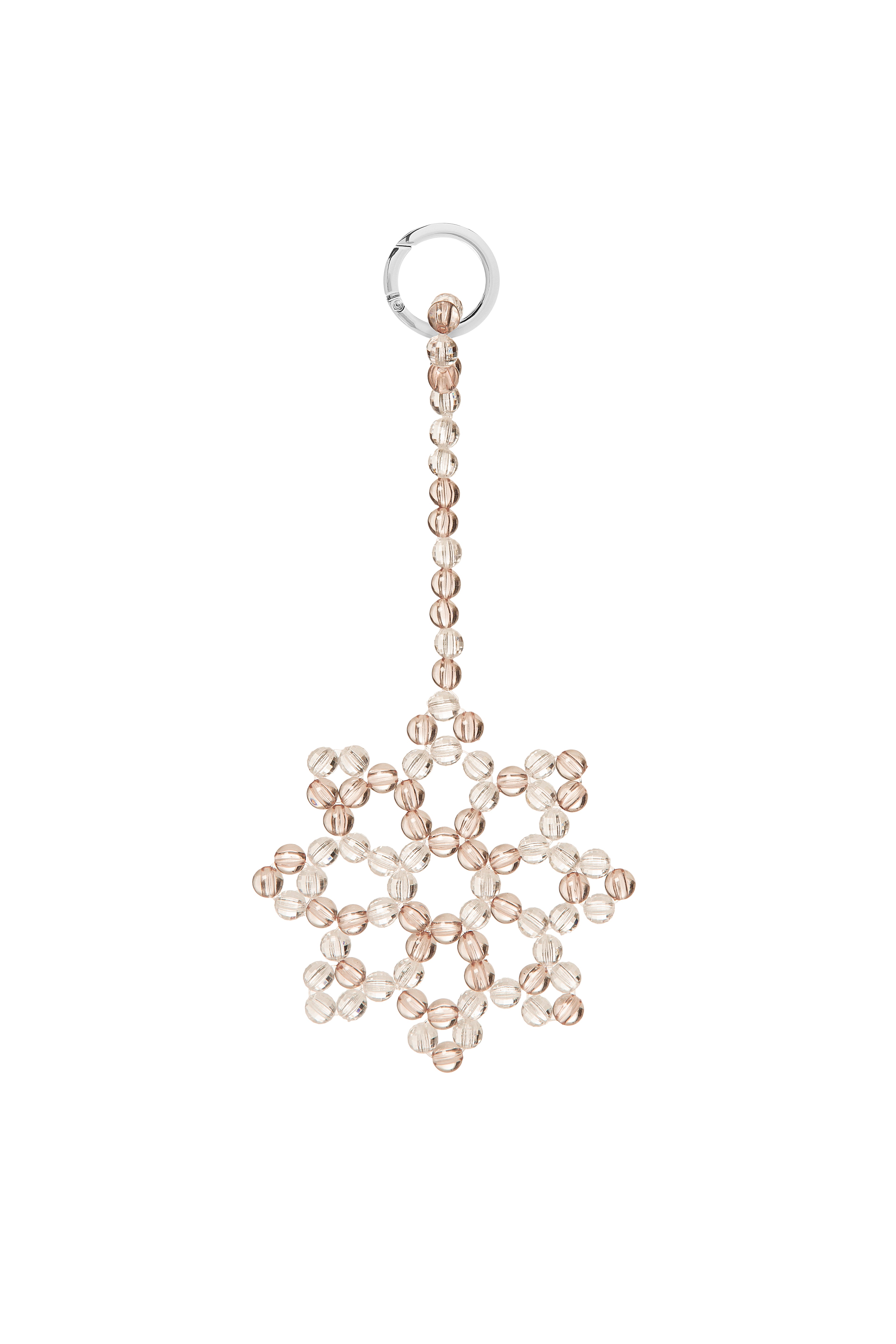 Transparent & Dusty Rose Snowflake Keychain