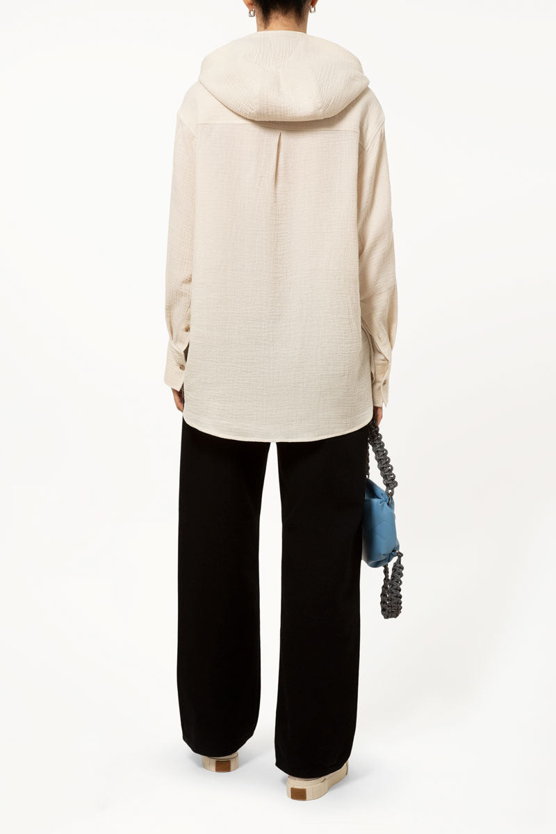 Beige Hooded Shirt