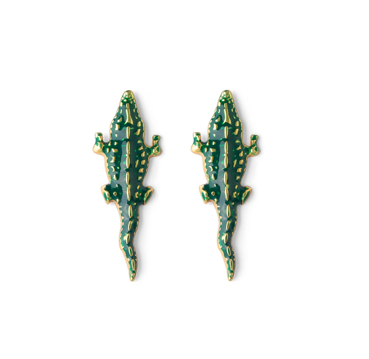 Green Crocodile Earrings