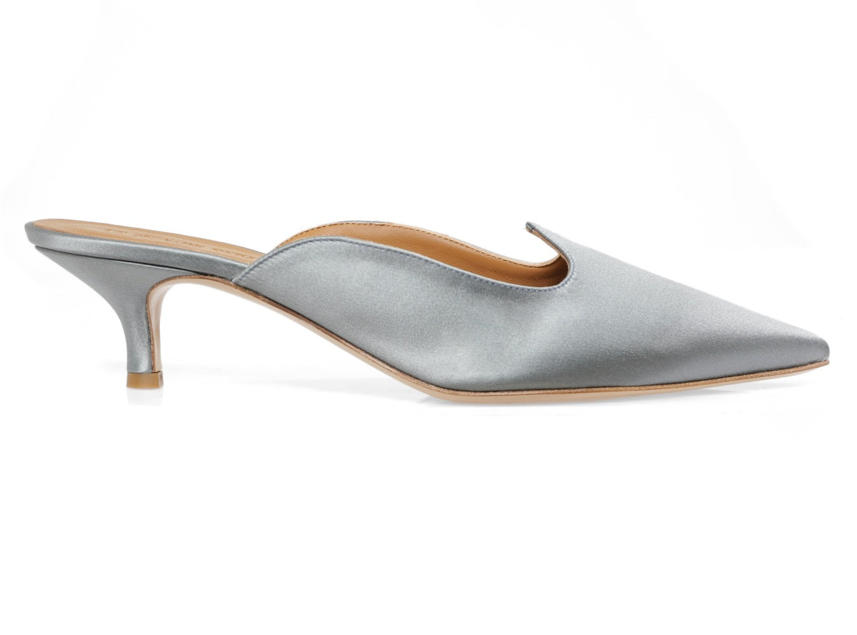 Sky Blue Satin Mules