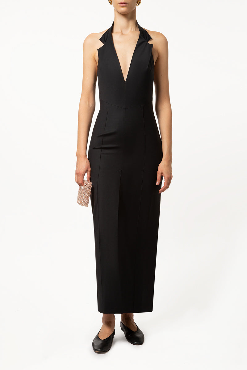 Black No Back Vest Dress