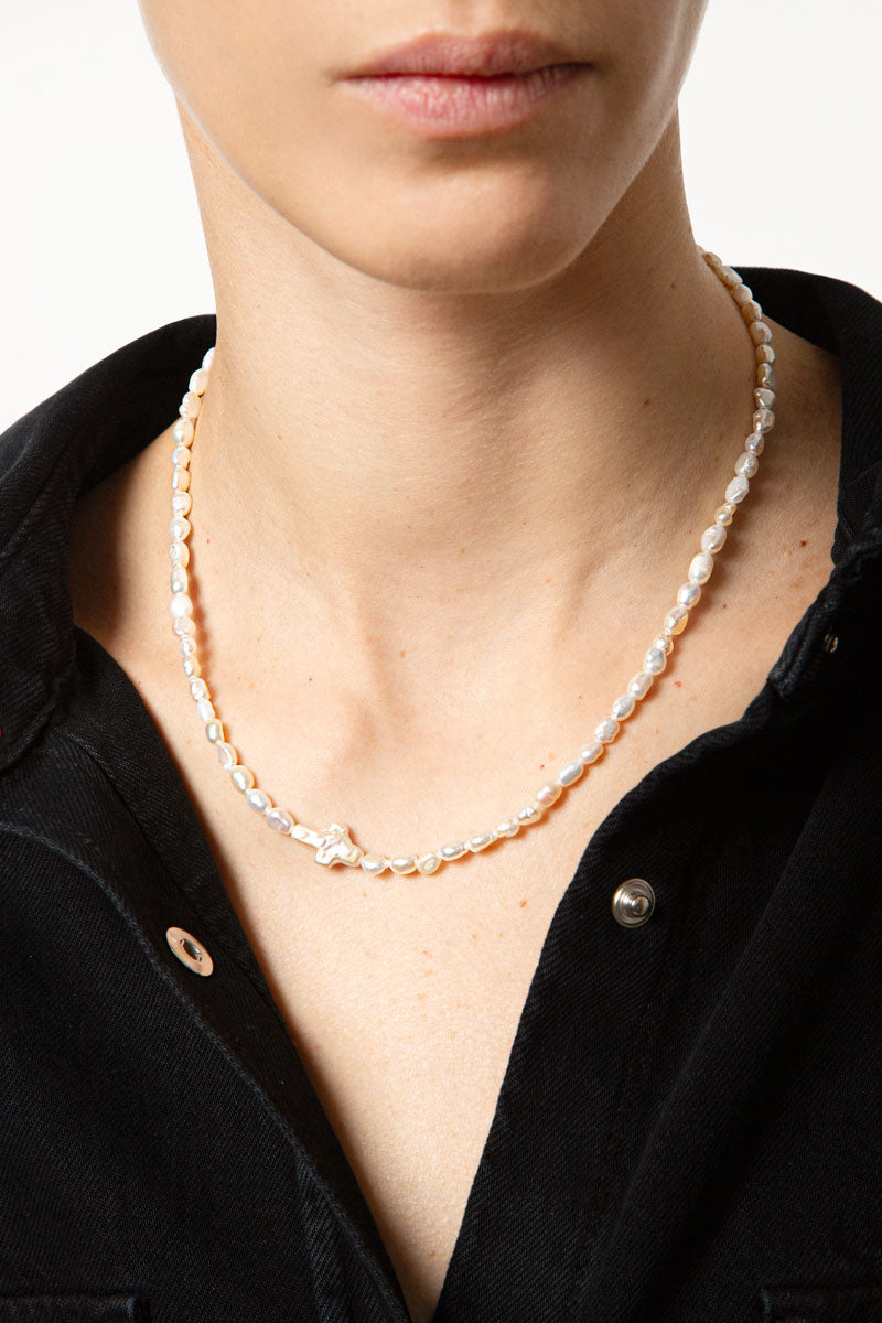 Pearl Necklace with Cross