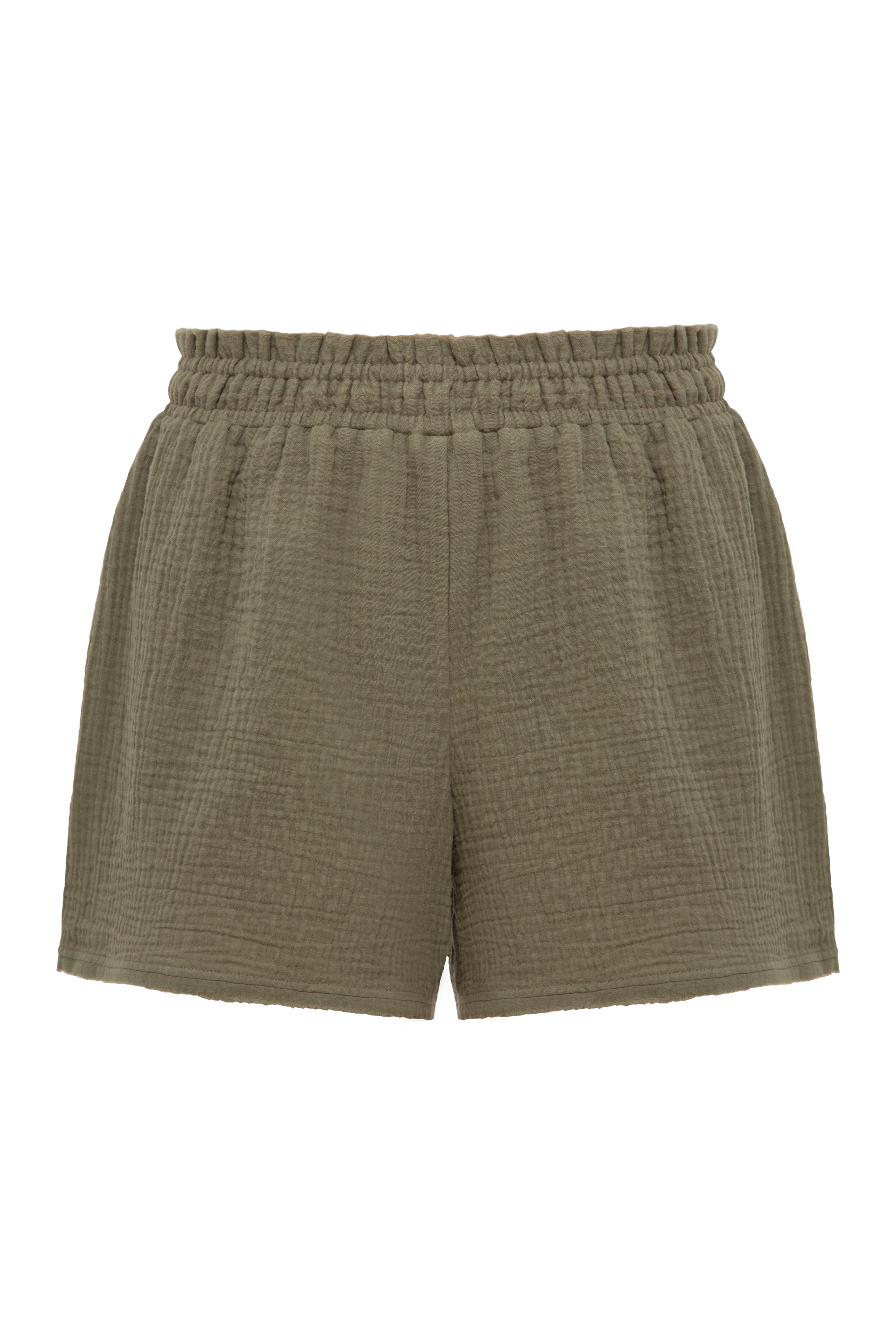 Khaki Raw-Hem Shorts