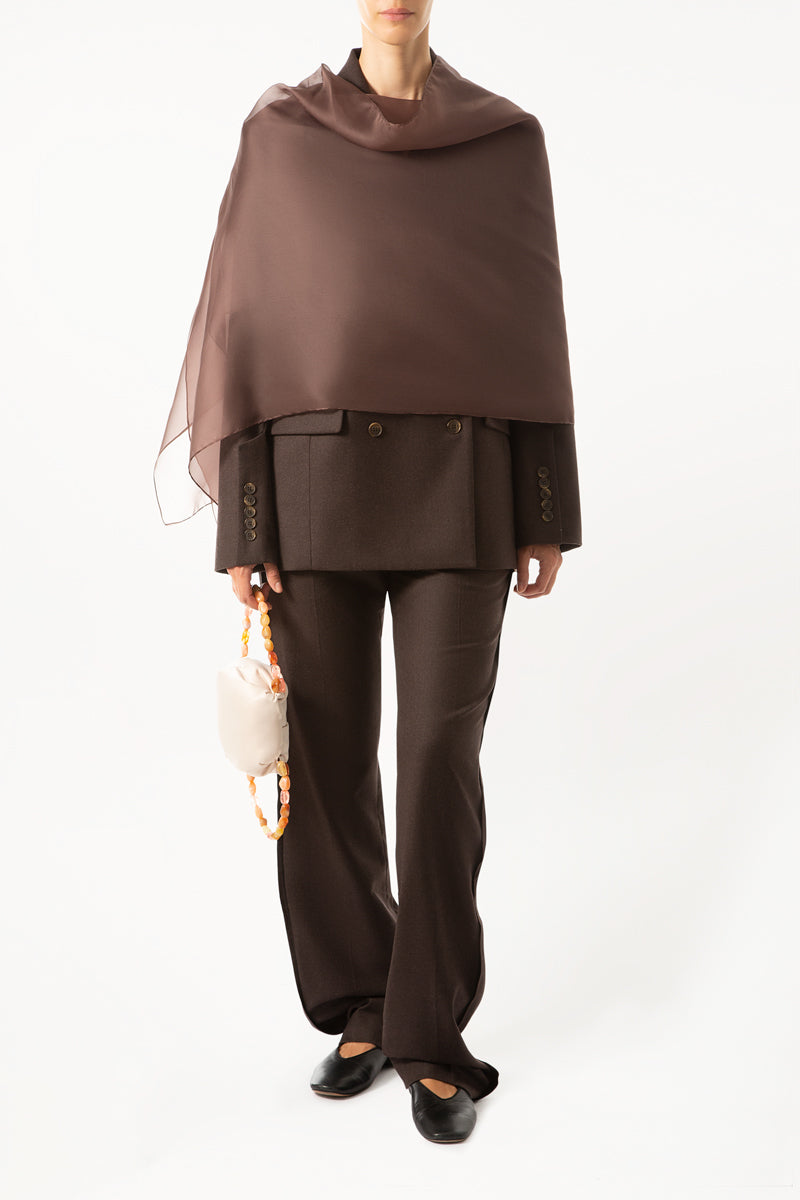 Brown Button Scarf Blazer