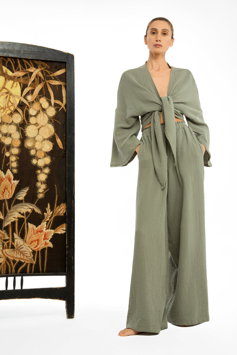 Bamboo Green Kintsugi Trousers