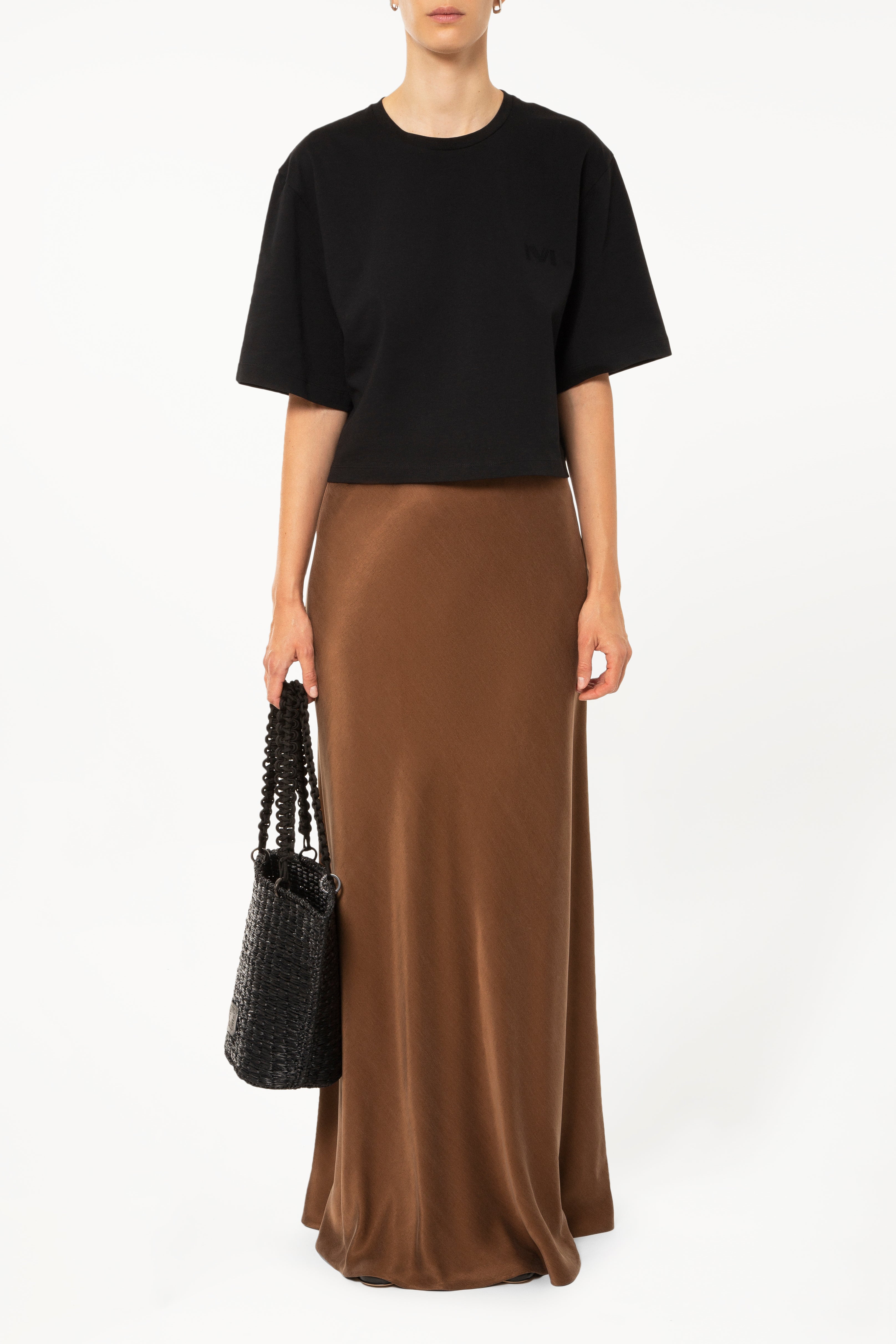 Brown Cupro Maxi Skirt