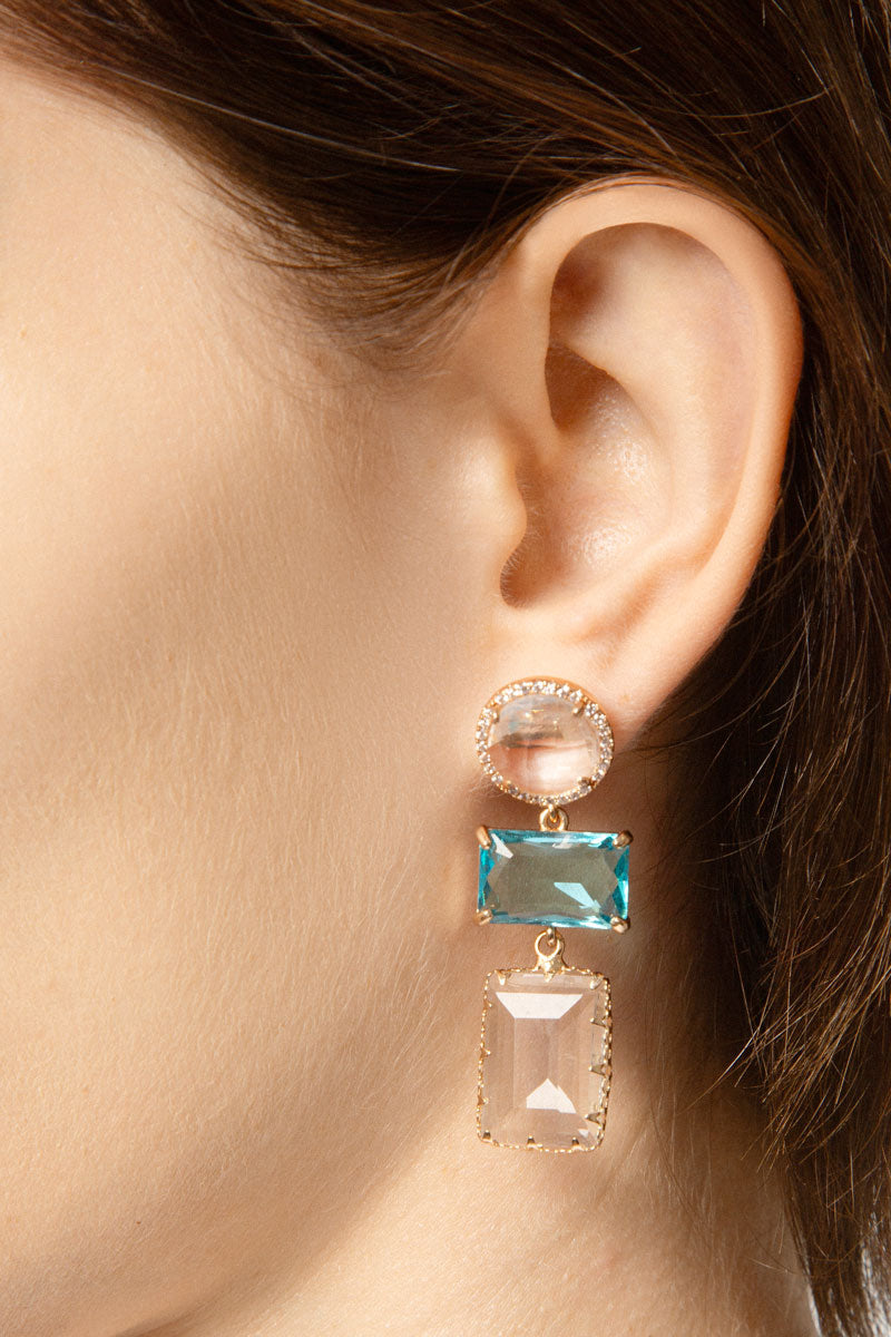Earrings with Blue Crystal