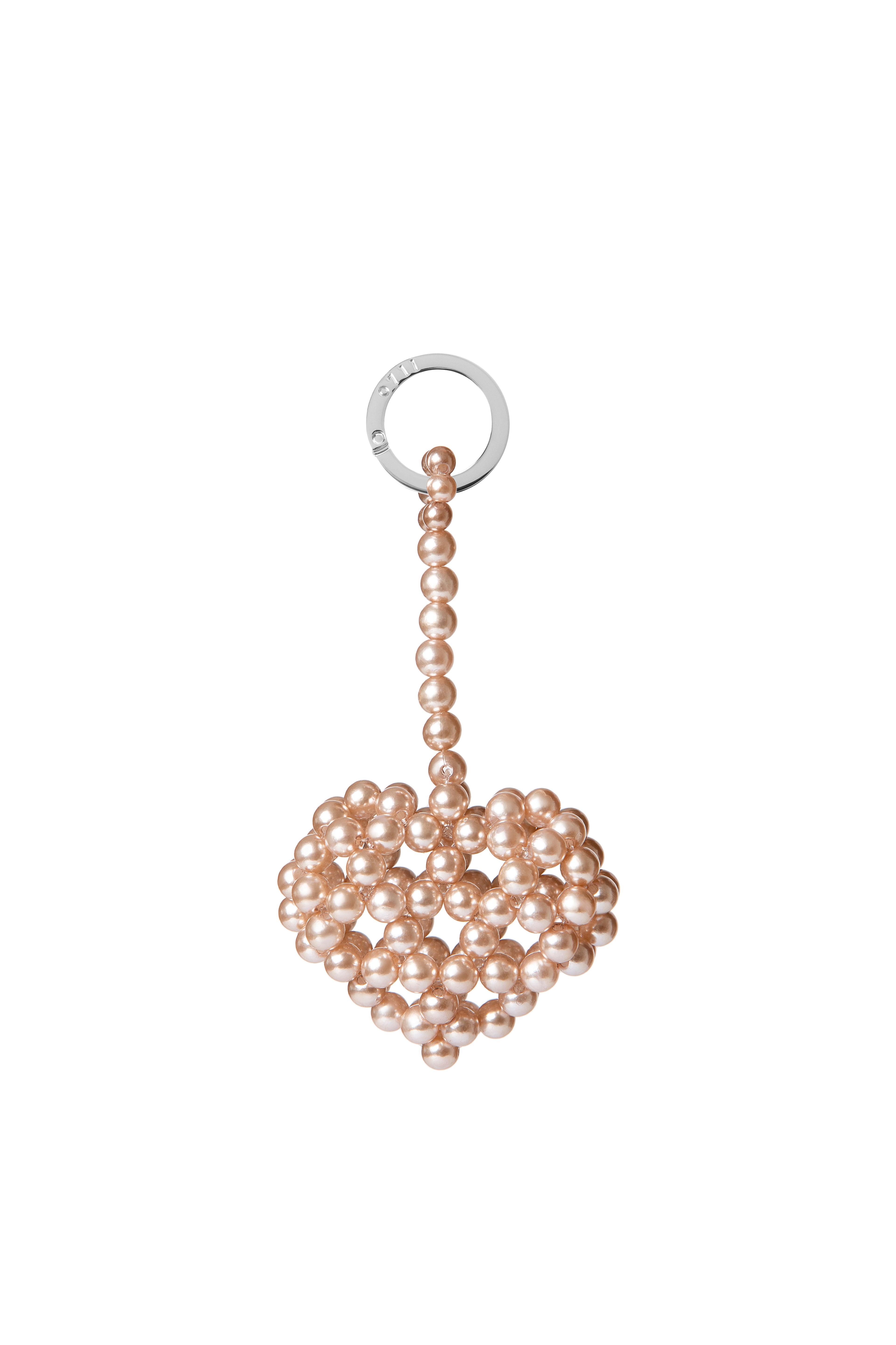 Cream Heart-Shaped Keychain