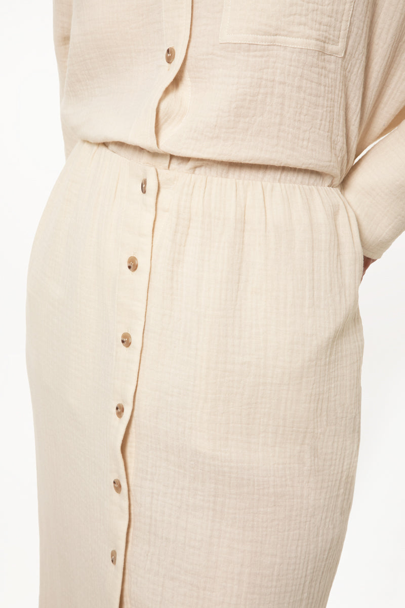 Beige Button Down Skirt