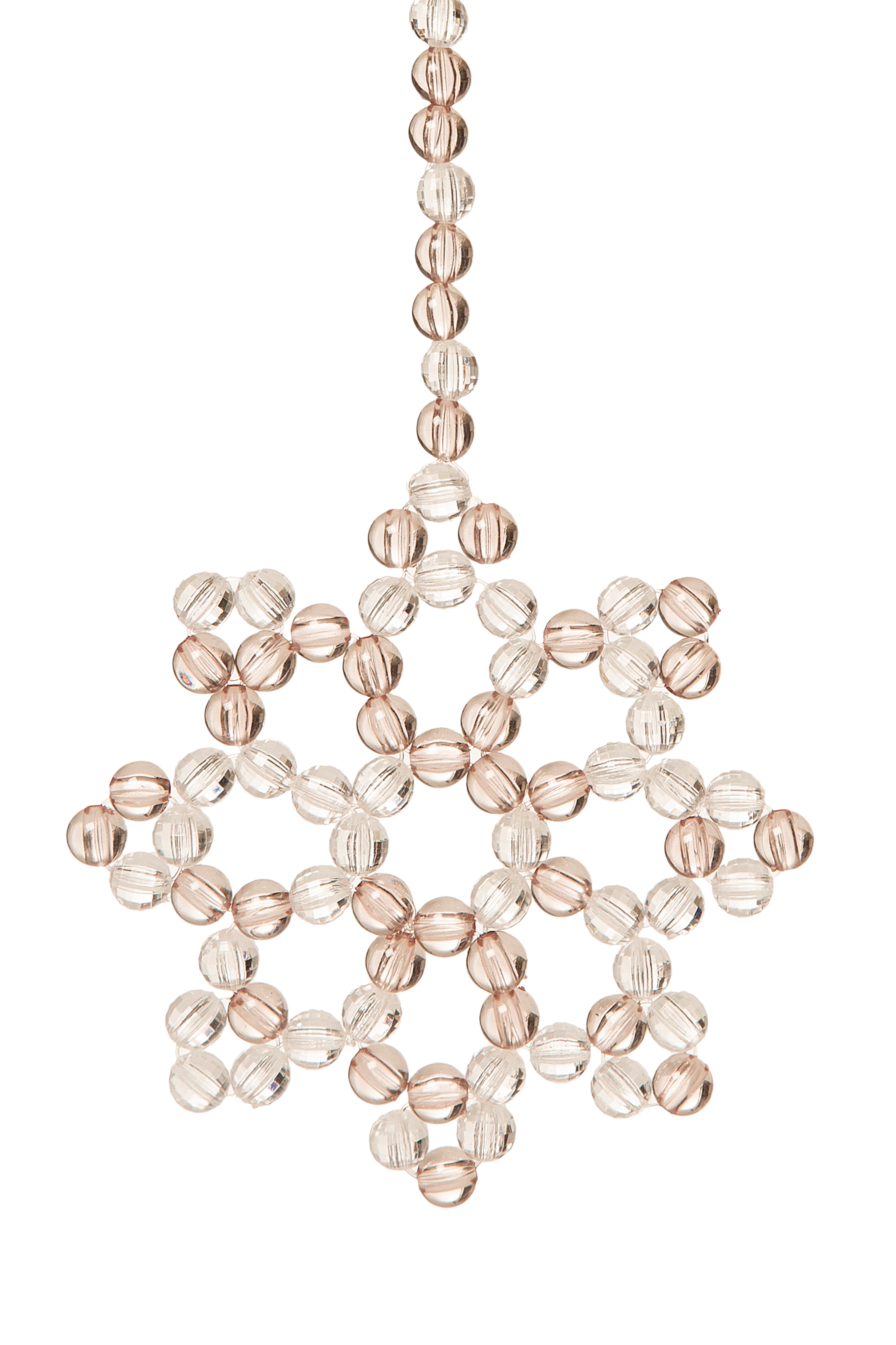 Transparent & Dusty Rose Snowflake Keychain