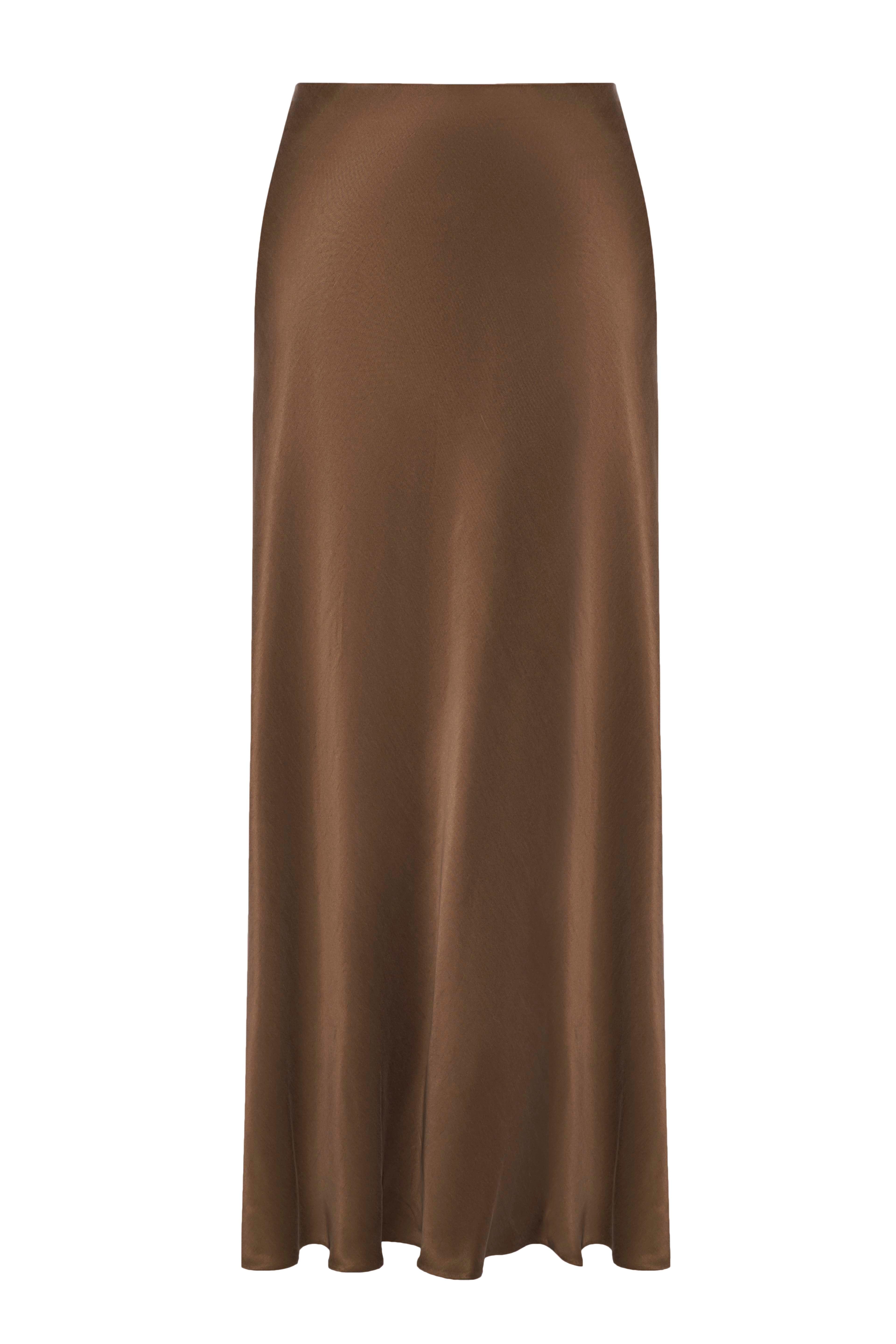 Brown Cupro Maxi Skirt