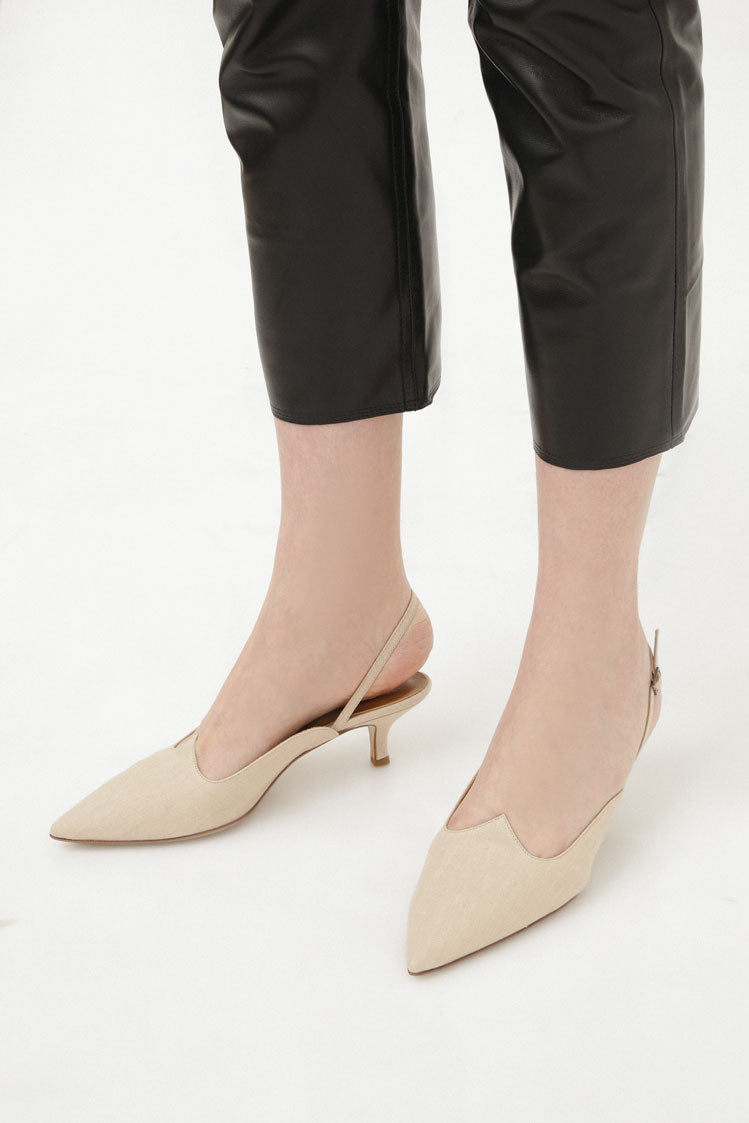 Cream Slingback Pumps