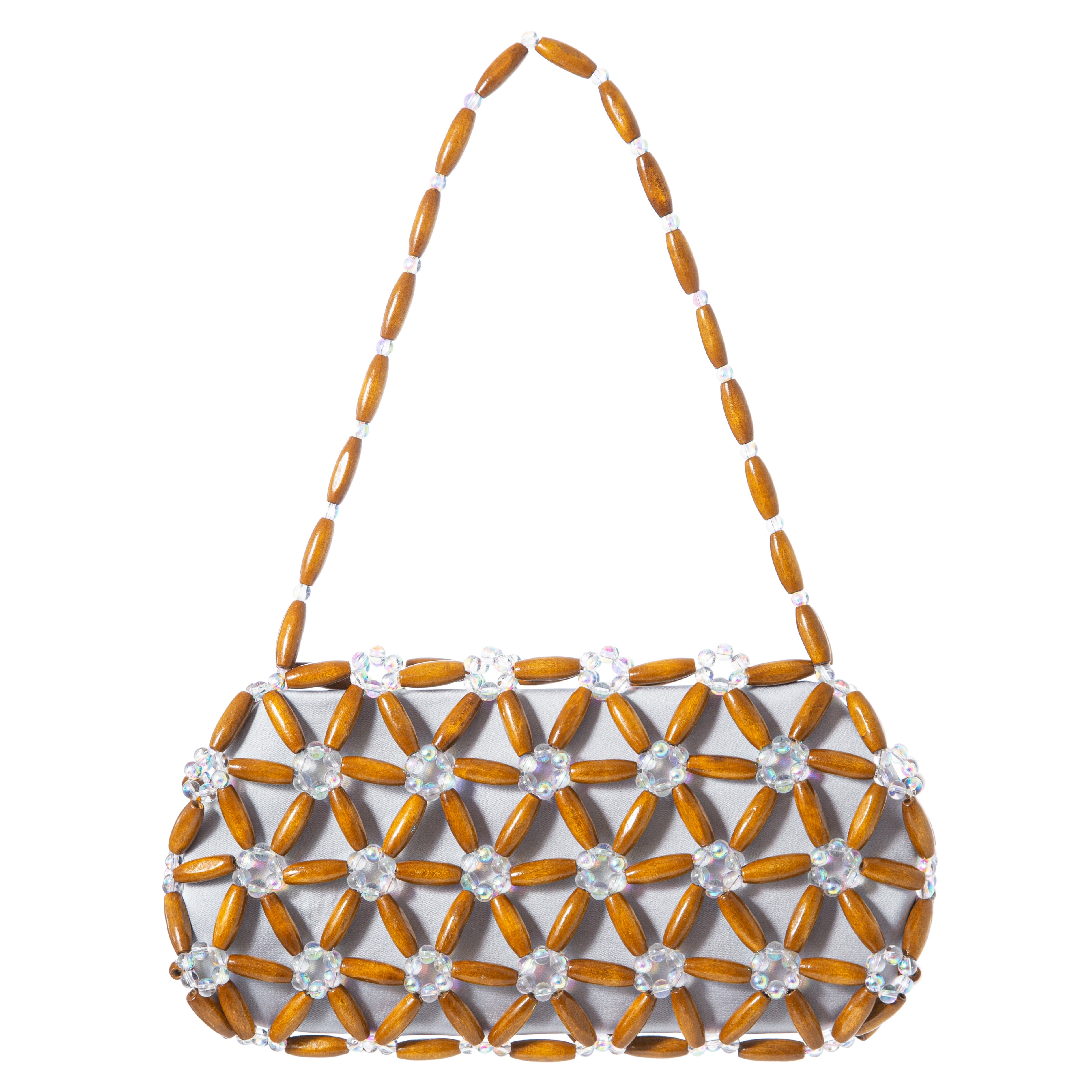 Brown & Baby Blue Tebea Shoulder Bag