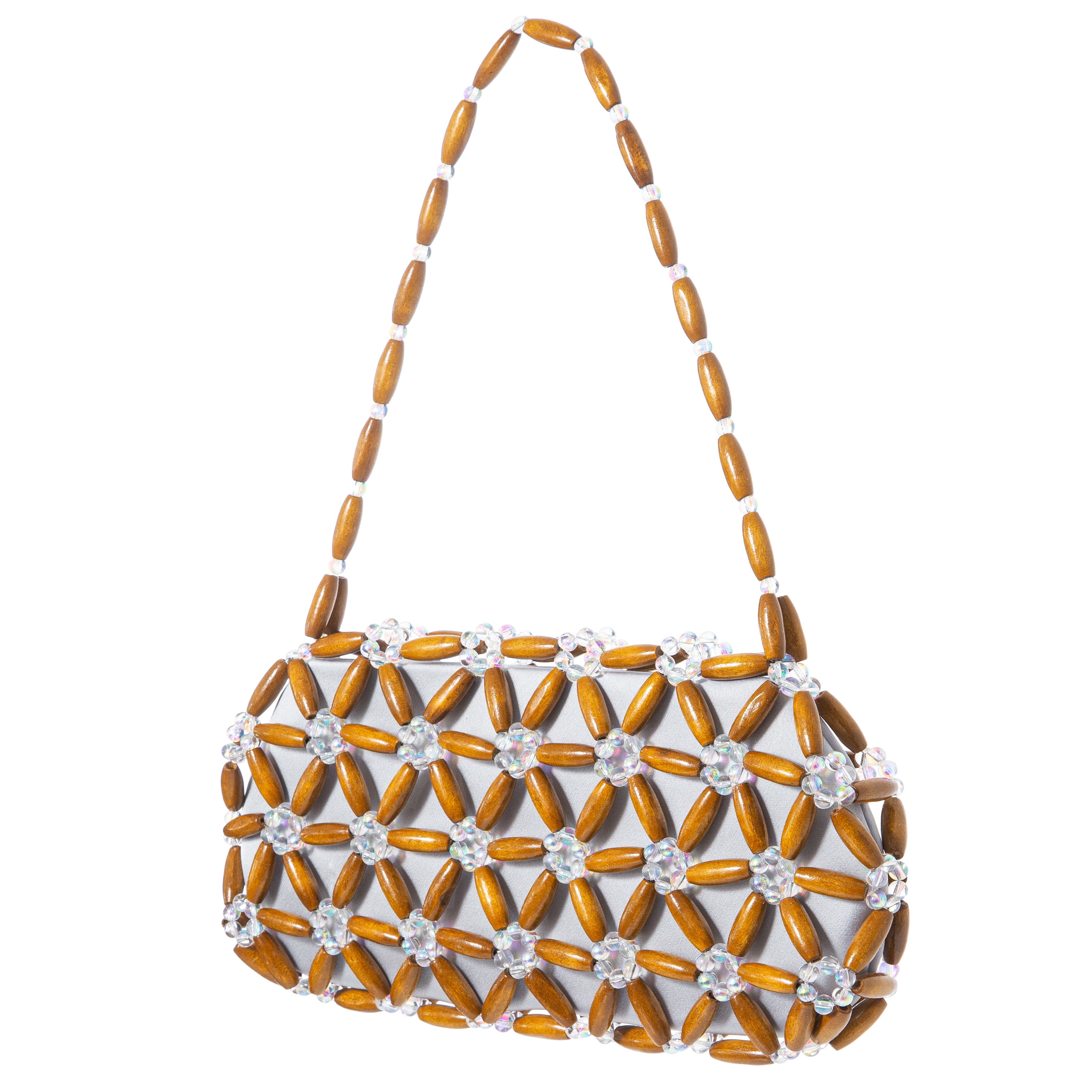 Brown & Baby Blue Tebea Shoulder Bag