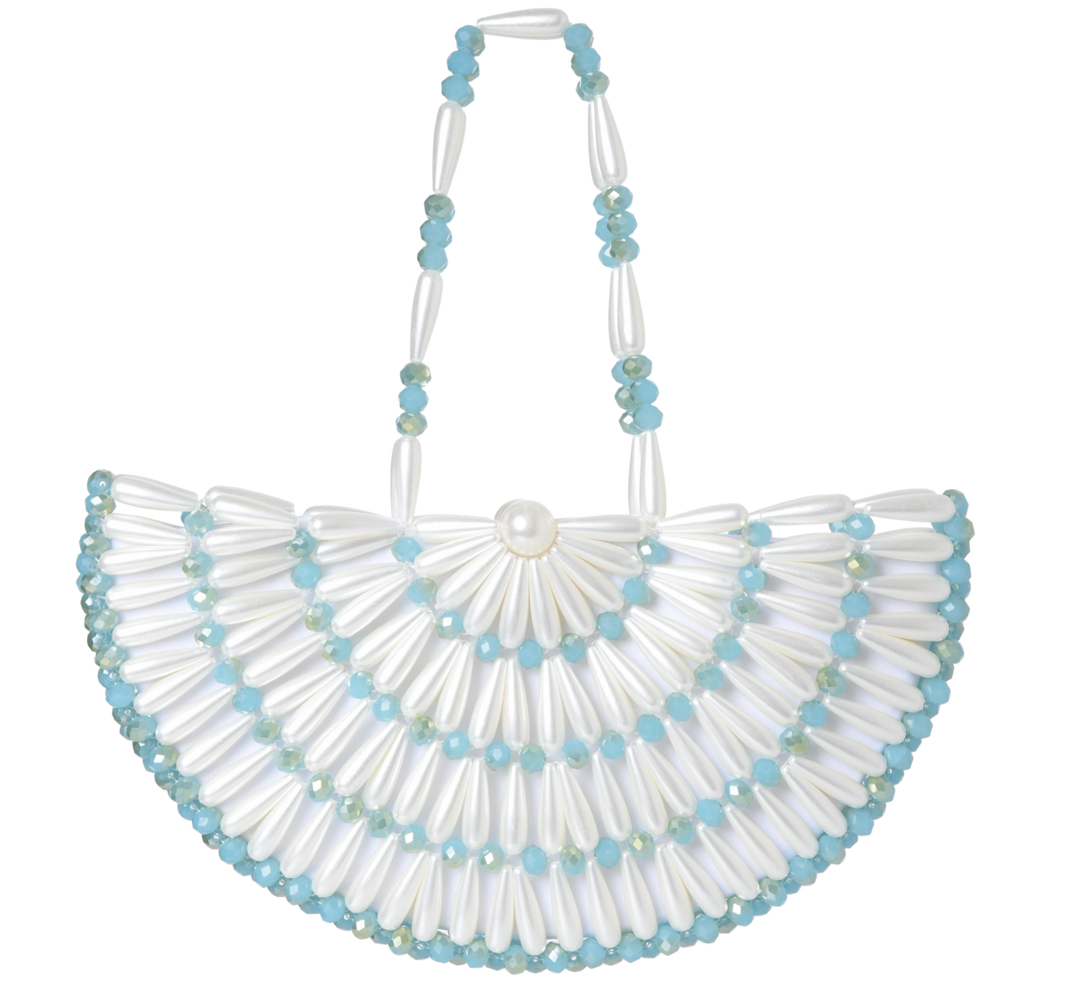 Ivory & Turquoise Large Selene Top Handle Bag