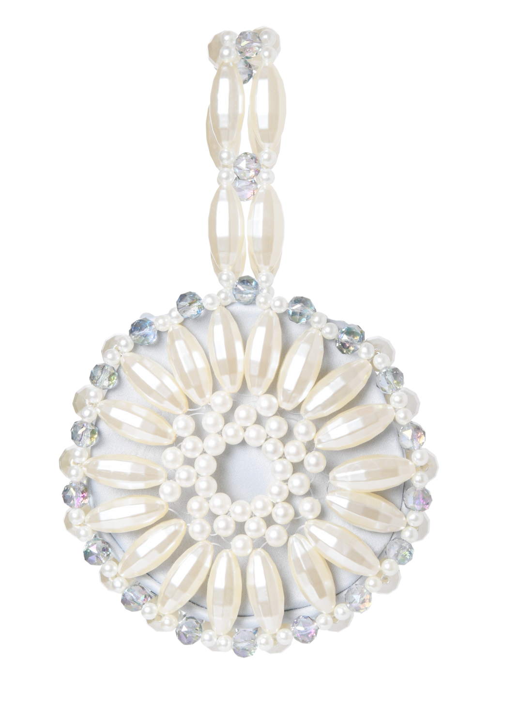 Ivory & Baby Blue Small Arya Top Handle Bag