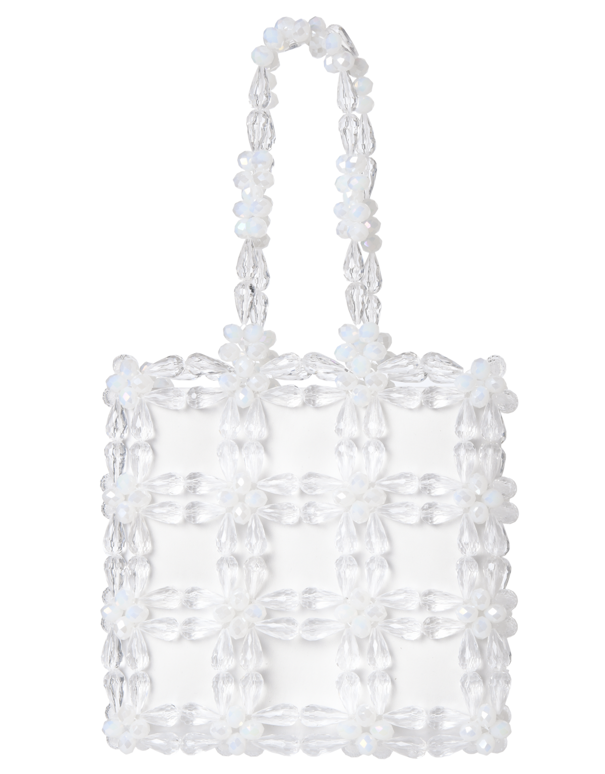 Transparent & White Marisha Top Handle Bag