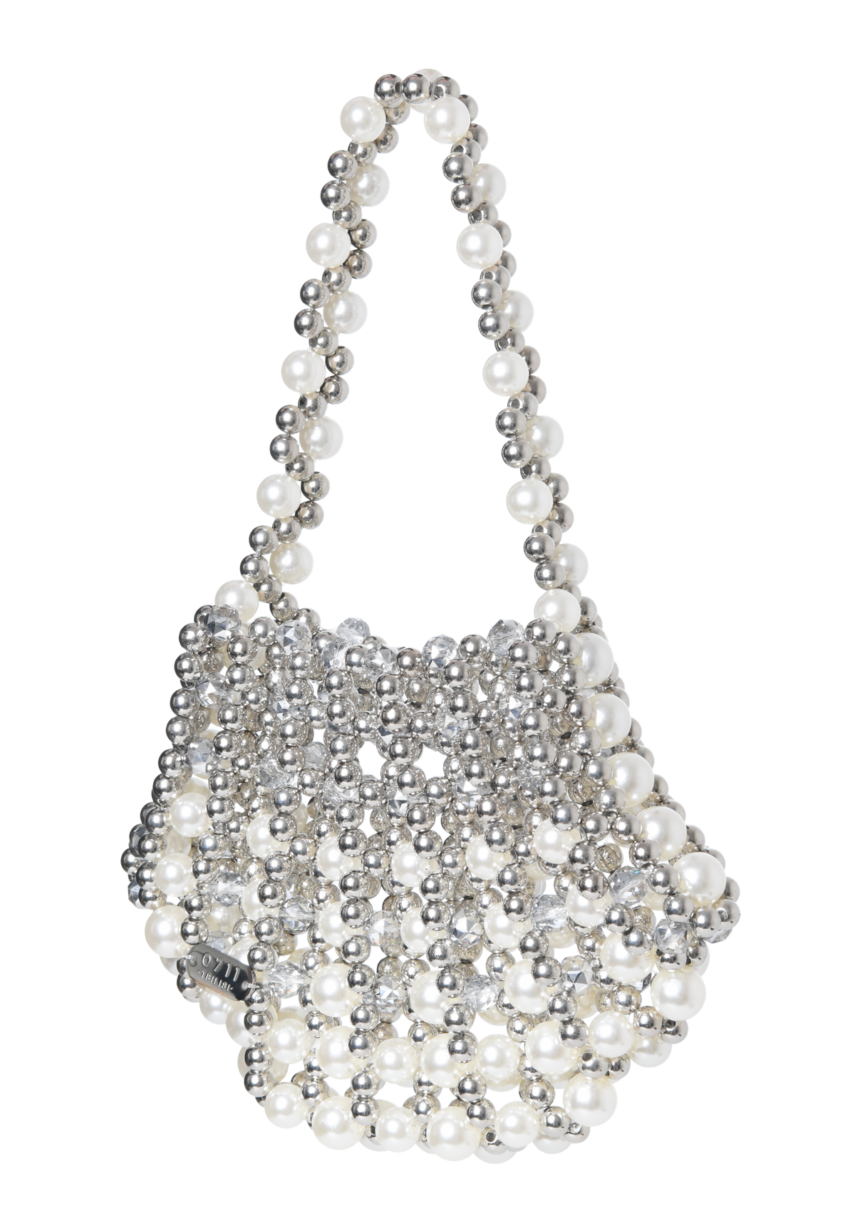 Ivory & Silver Small Arielle Top Handle Bag