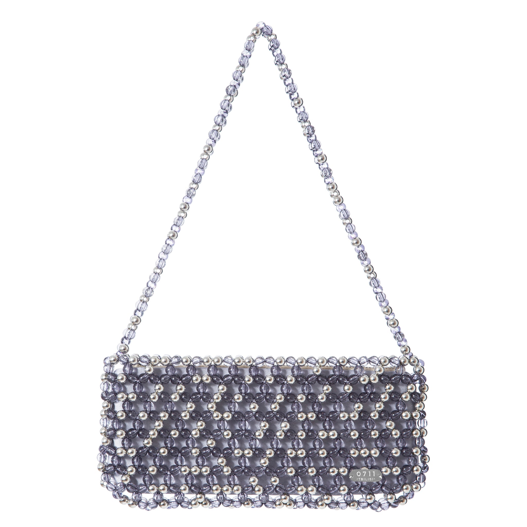 Silver & Navy Blue May Shoulder Bag