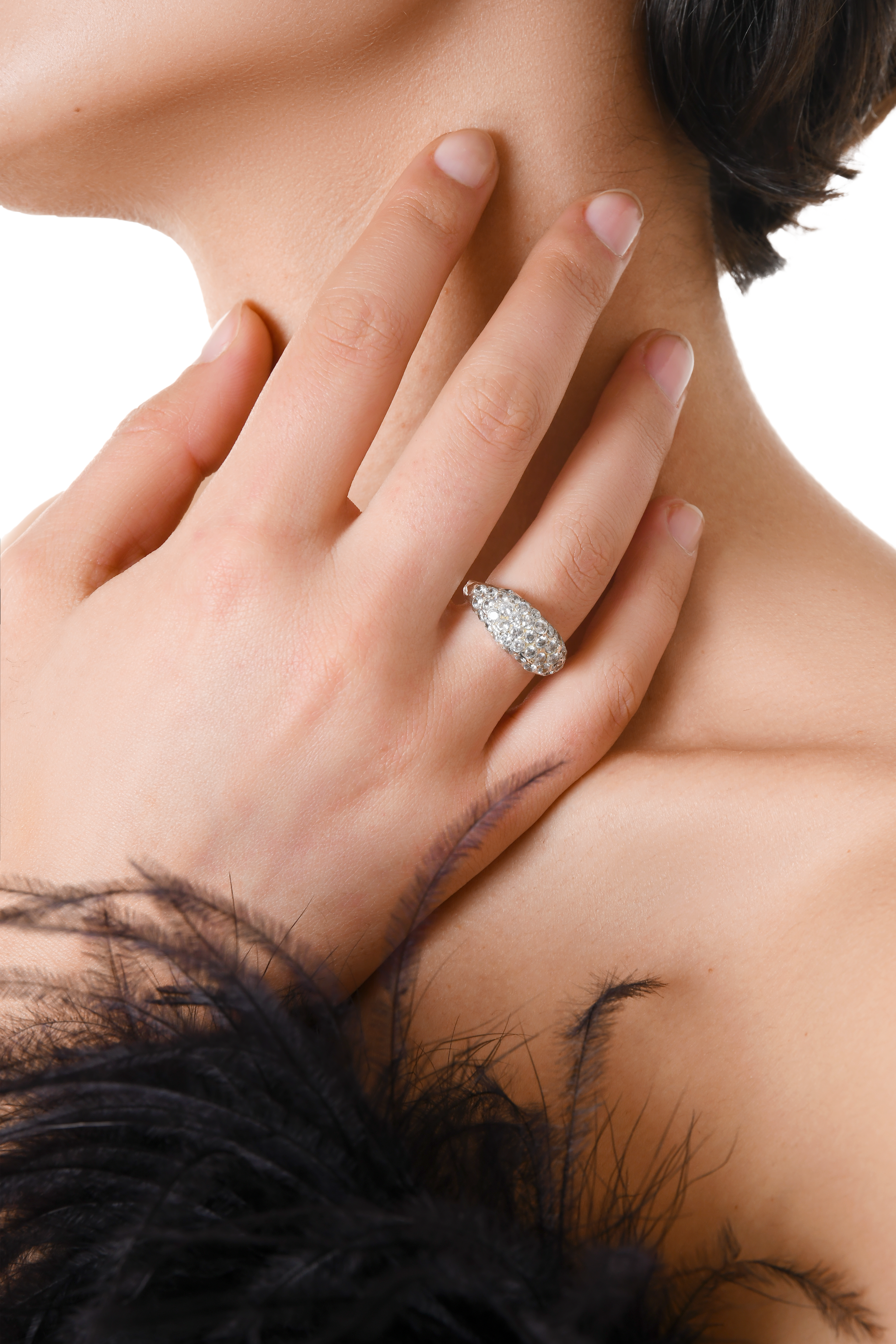 Laubacher Ring with White Gems