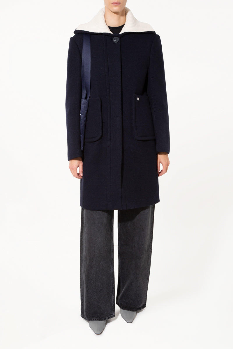 Navy Wide Collar Coat