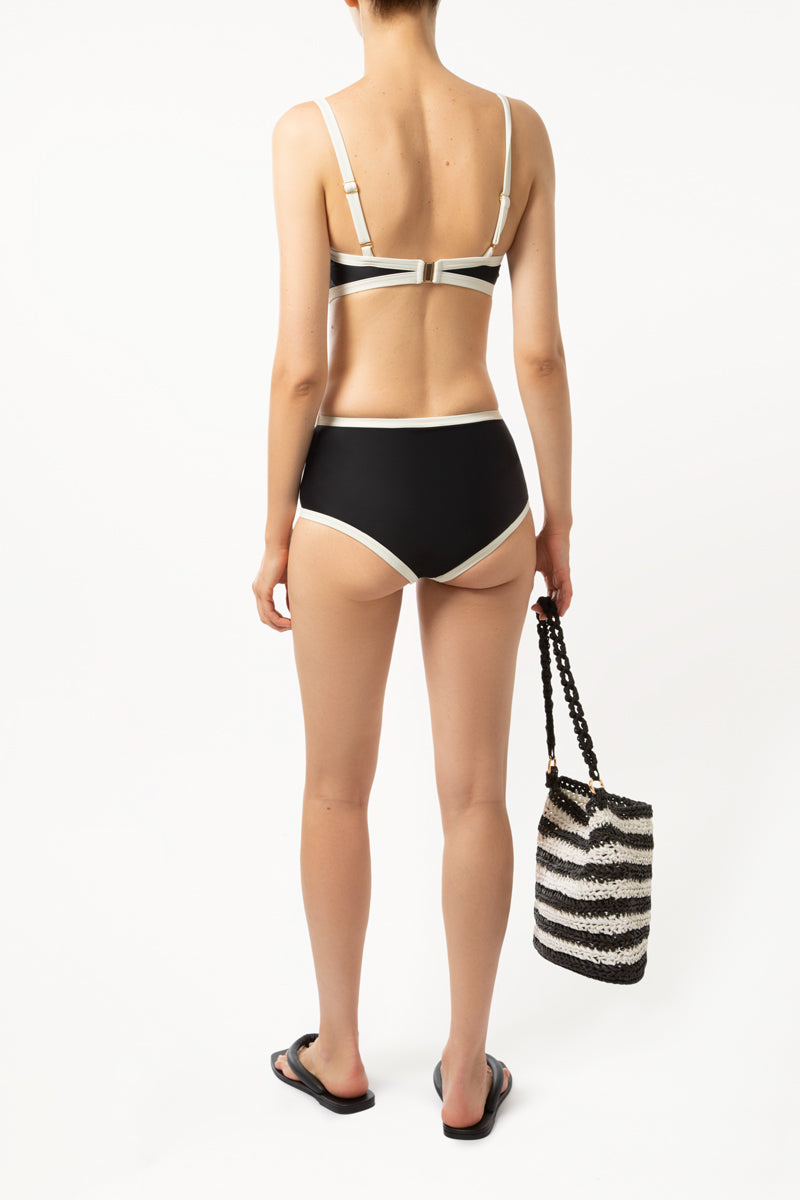 Black & Cream Bikini Top