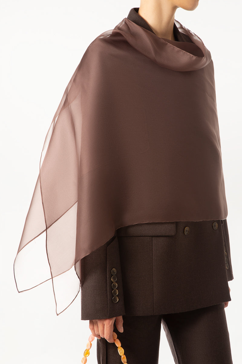 Brown Button Scarf Blazer