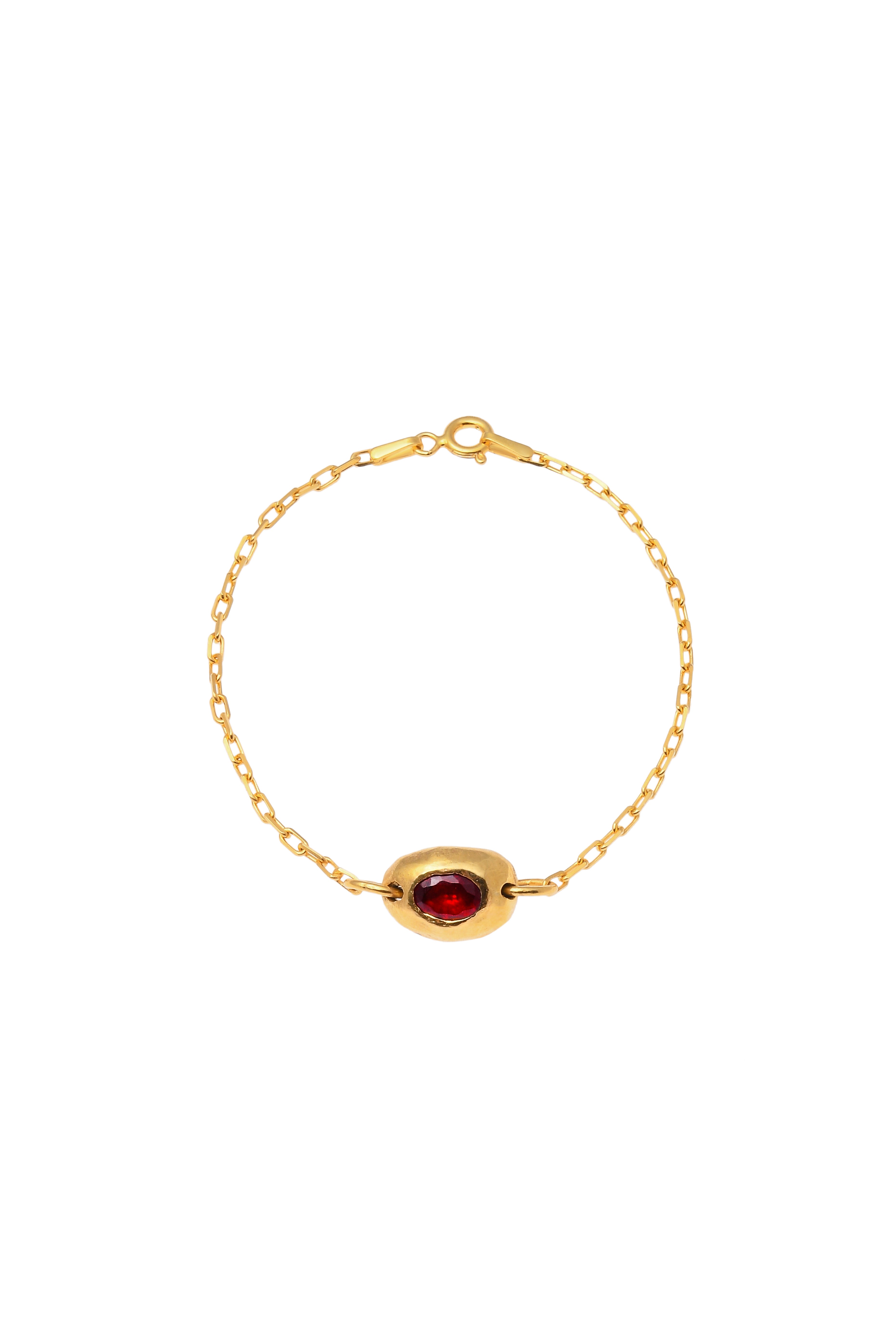 Phoebe Chain Bracelet with Red Gem