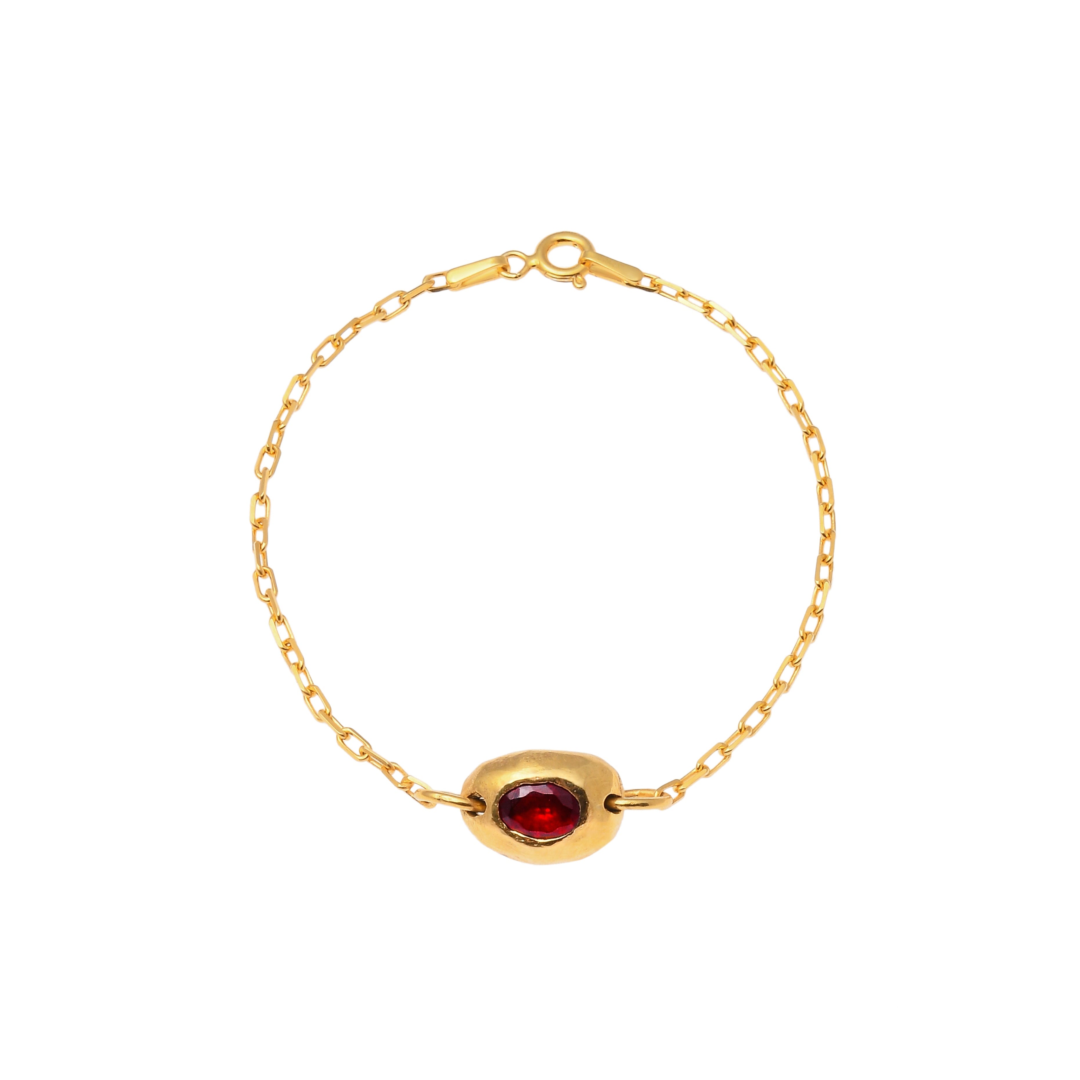 Phoebe Chain Bracelet with Red Gem