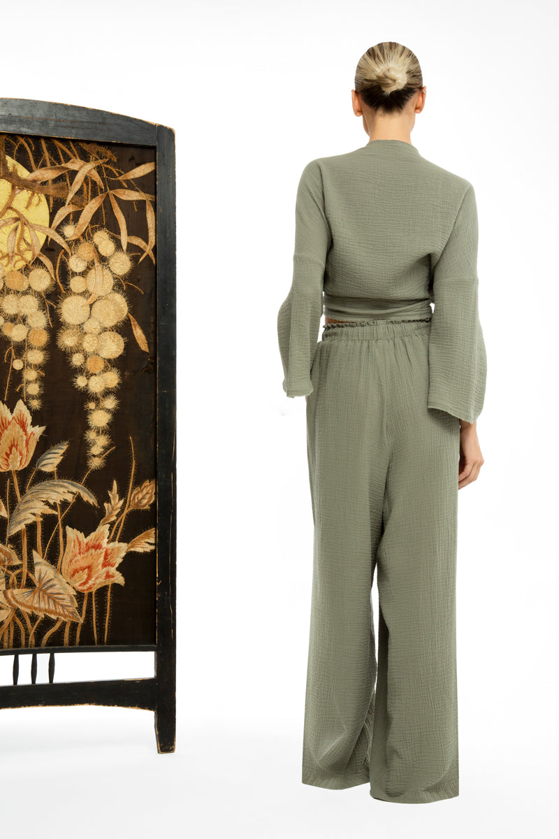 Bamboo Green Kintsugi Trousers