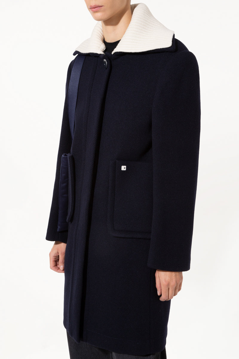 Navy Wide Collar Coat