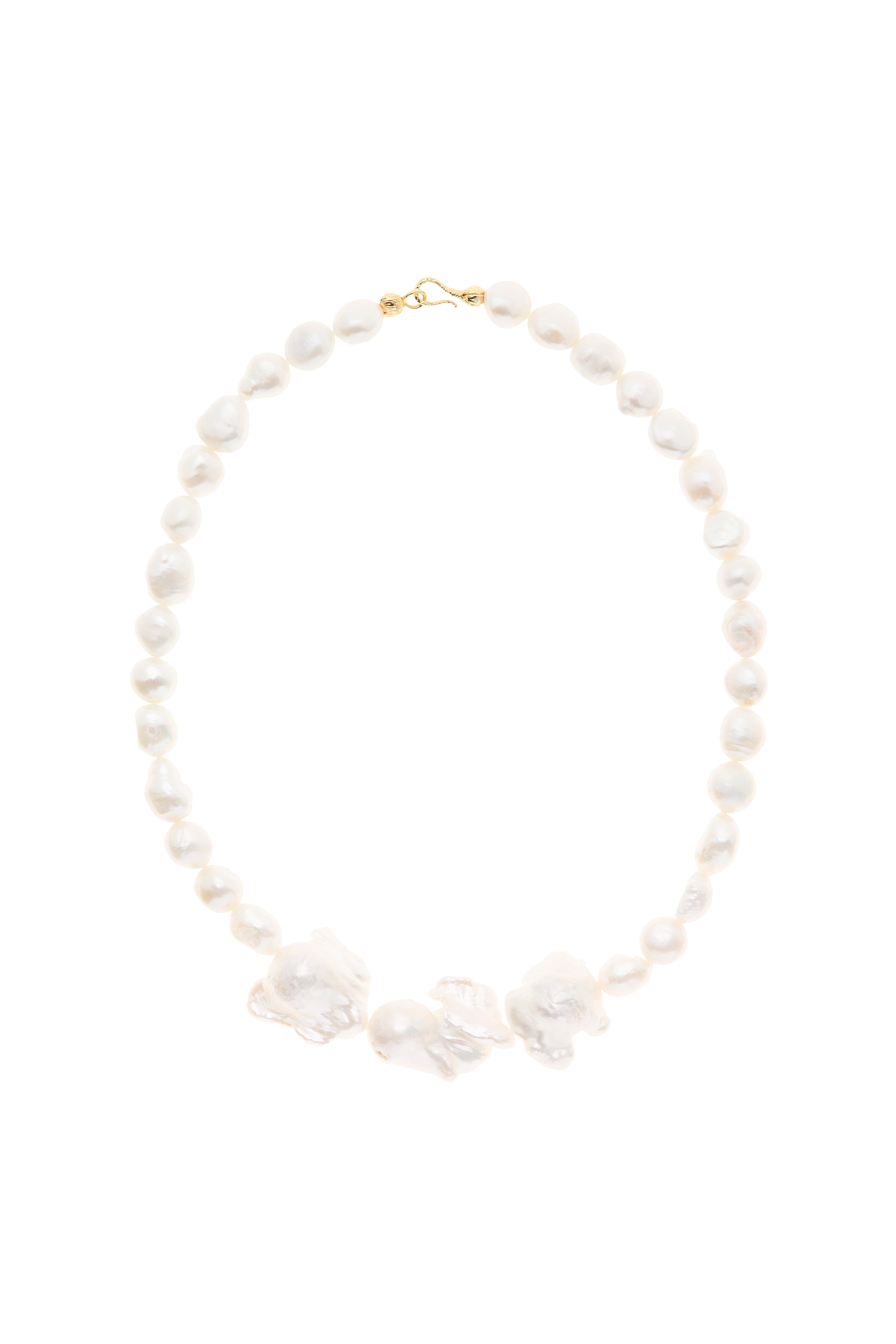 Baroque Pearl Necklace with three Gemstones