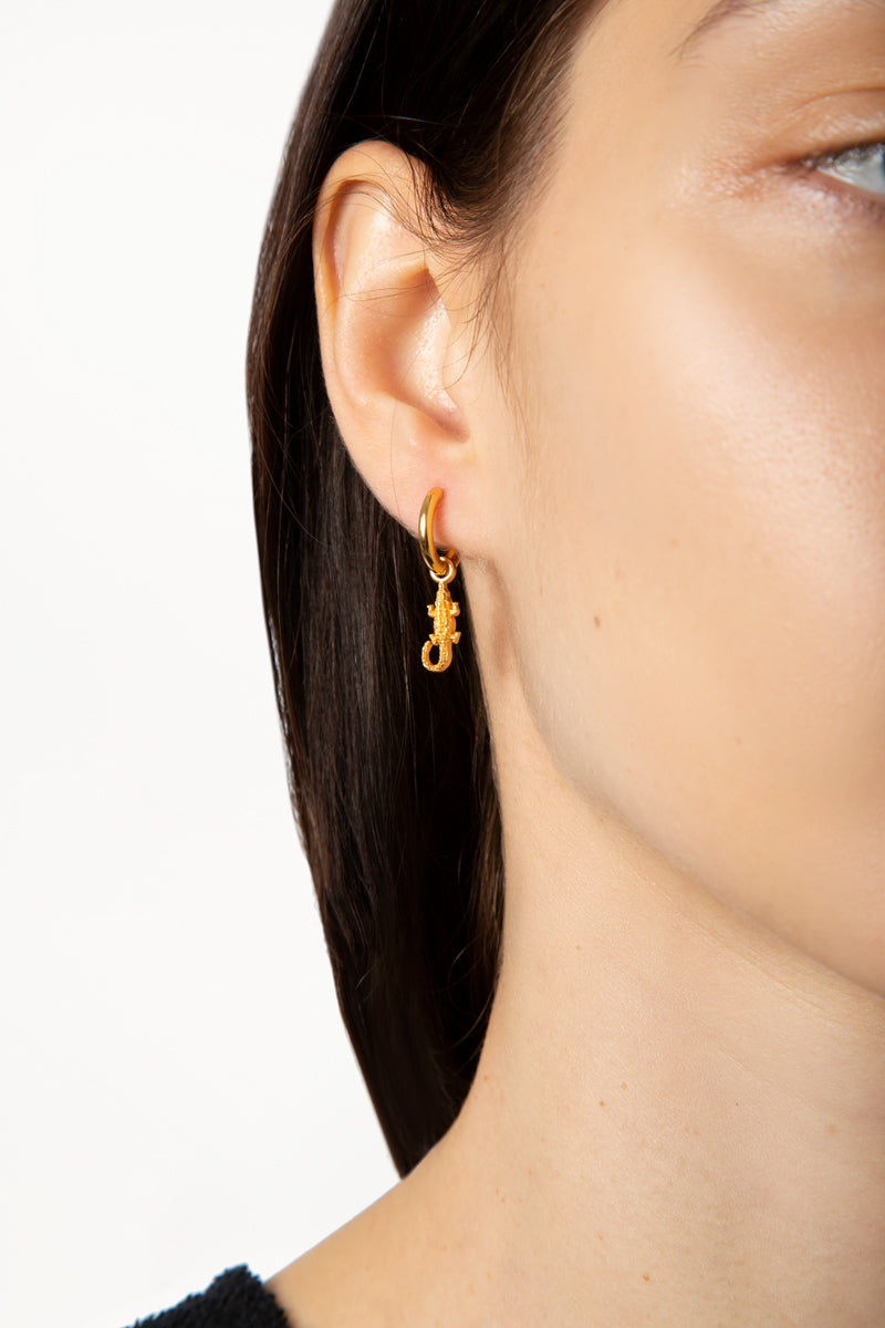 Gold Plated Crocodile Hoops Earrings