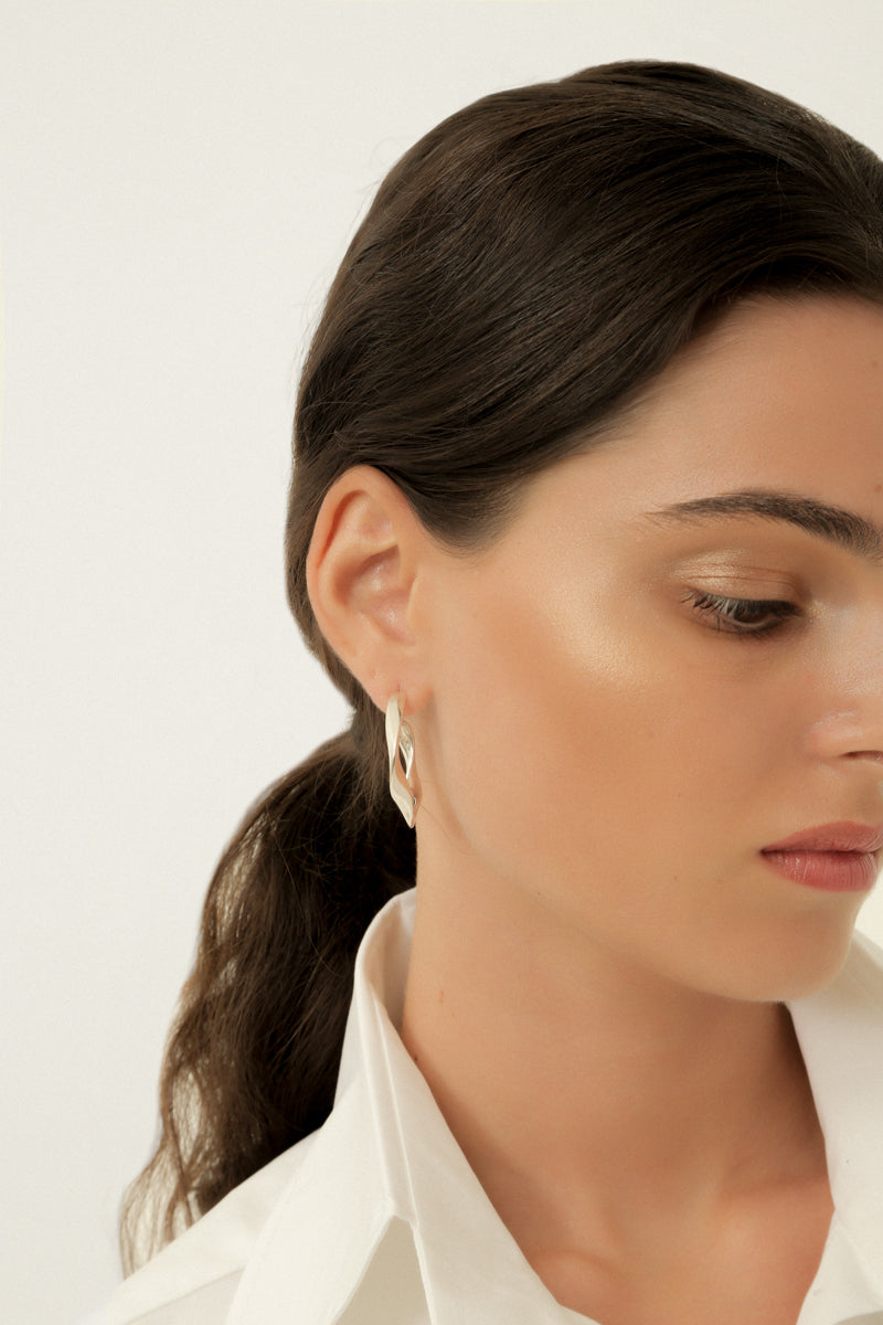 Silver Twisted Hoops